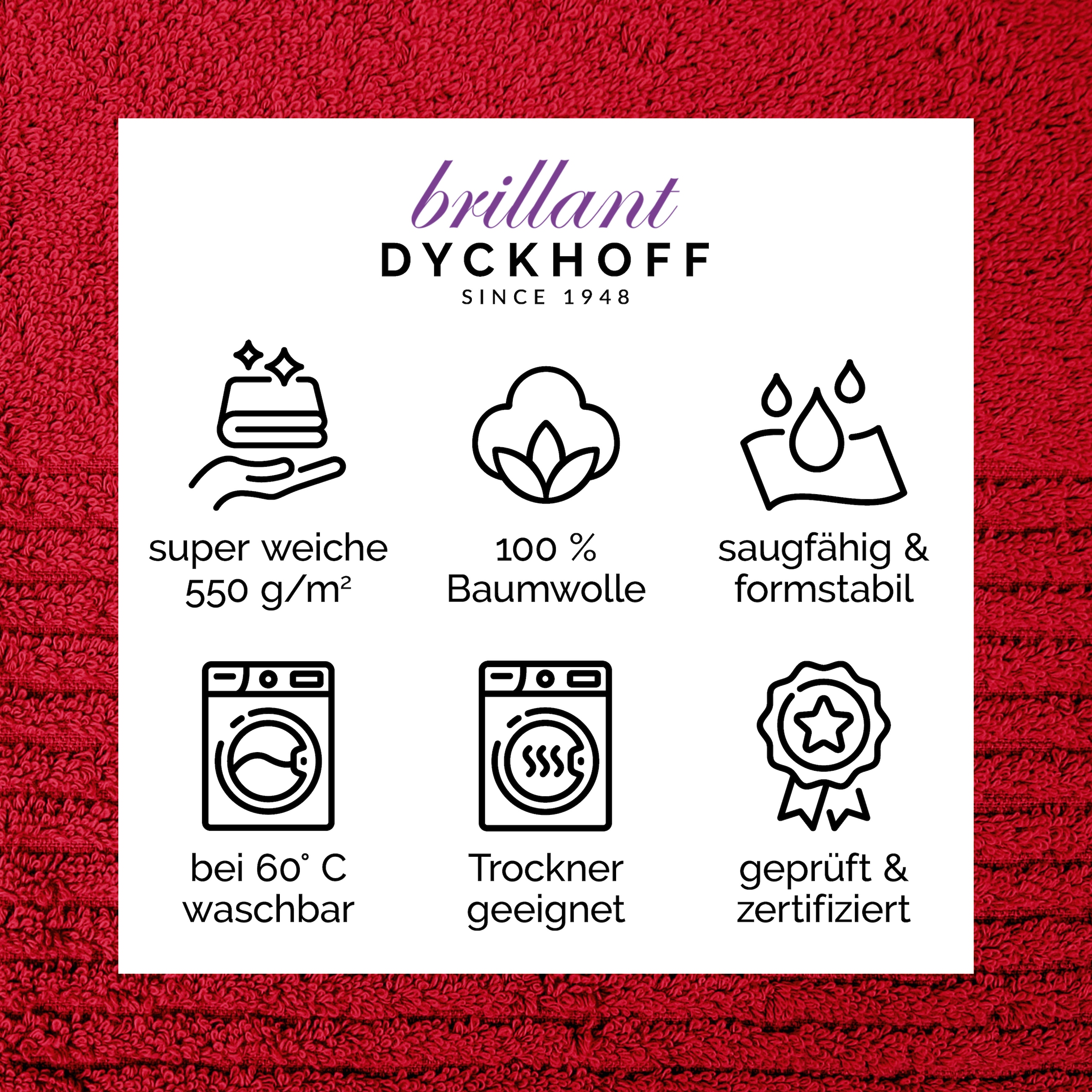 Dyckhoff Gant de toilette »Waschhandschuh-Set BRILLANT 6-tlg., Baumwolle, 550 g/m²« Coton