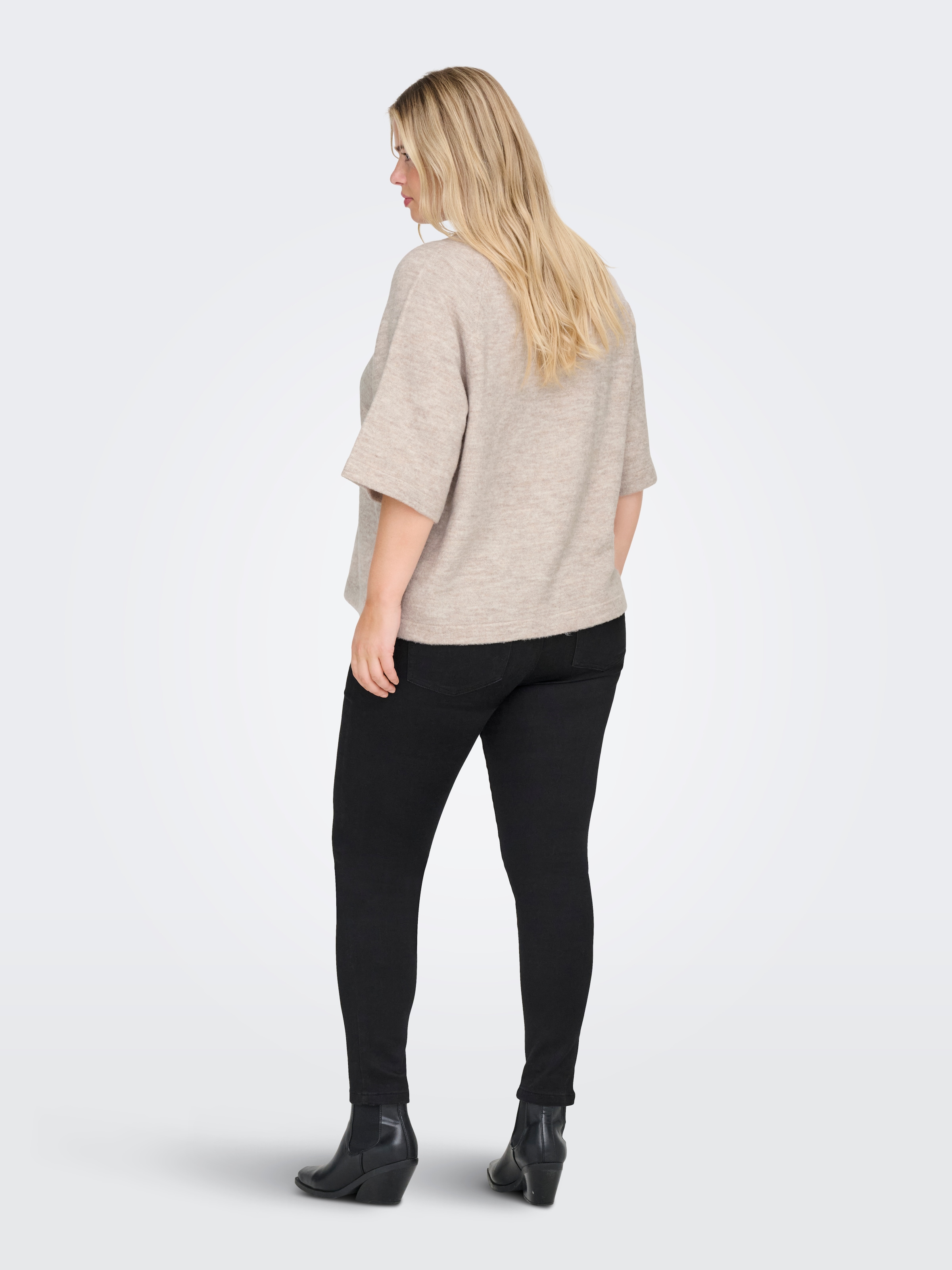 ONLY CARMAKOMA Pull en tricot »CARSIMONI 3/4 PULLOVER KNT NOOS« mélange de matériaux, coupe régulière