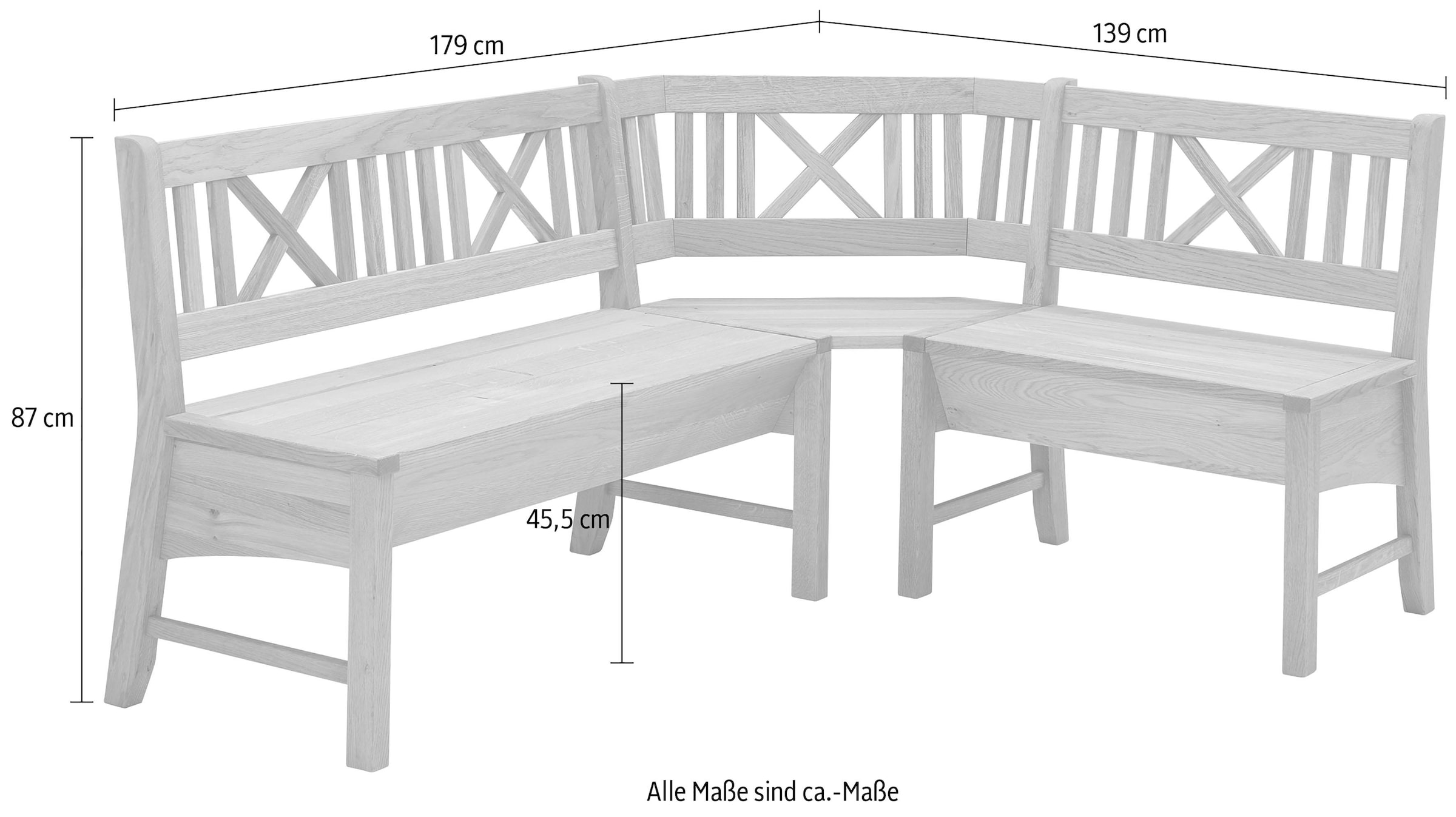massivline&more Banc d'angle »Königsee« Banquette d’angle modulable, avec coffre, sans coussins