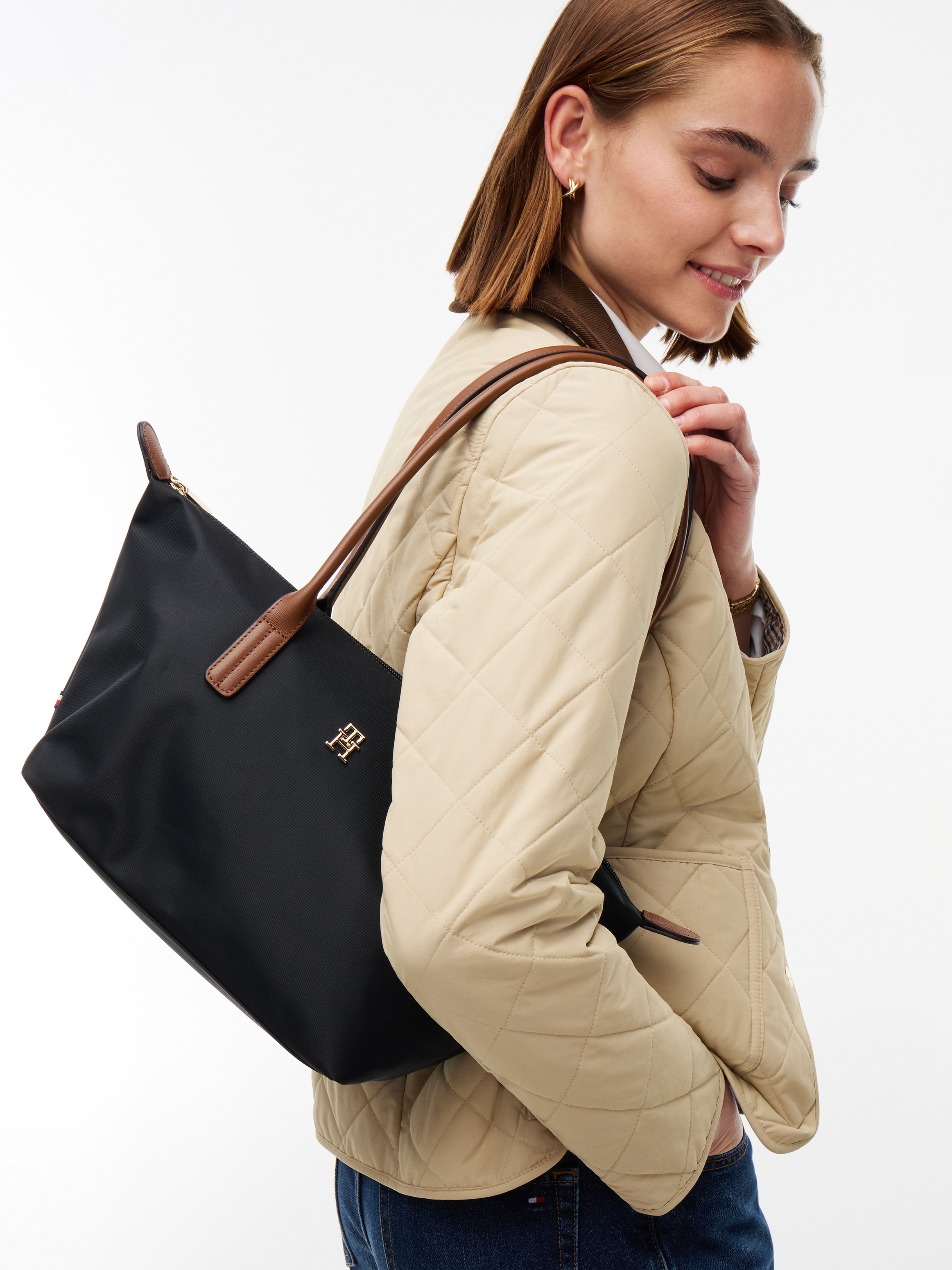 Tommy Hilfiger »POPETTE EAST WEST TOTE« Damen Handtasche, Schultertasche mit TH-Logoelement