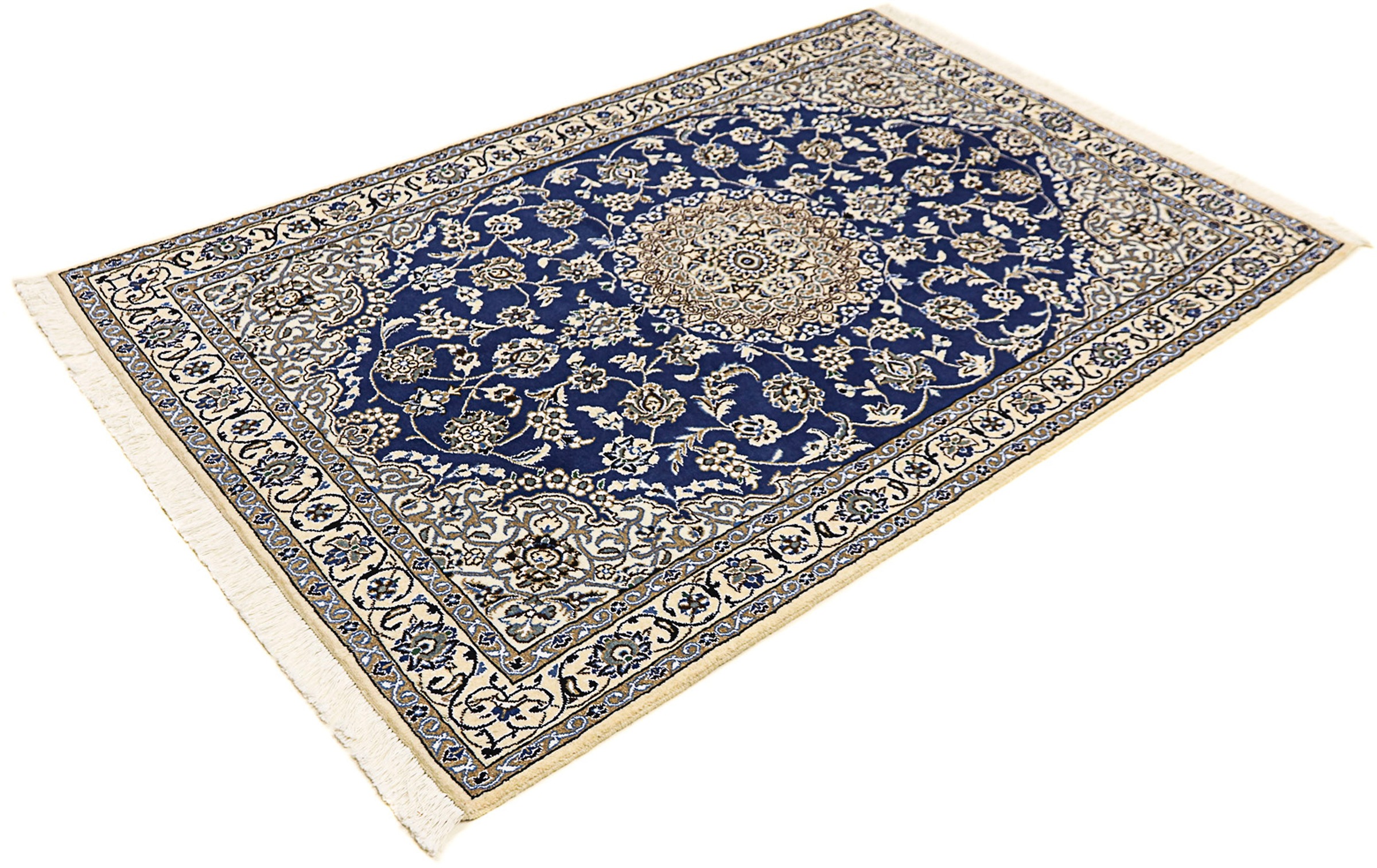 Image of morgenland Orientteppich »Perser - Nain - Royal - 179 x 117 cm - dunkelblau«, rechteckig, 10 mm Höhe, Wohnzimmer, Handgeknüpft, Einzelstück mit Zertifikat bei Ackermann Versand Schweiz