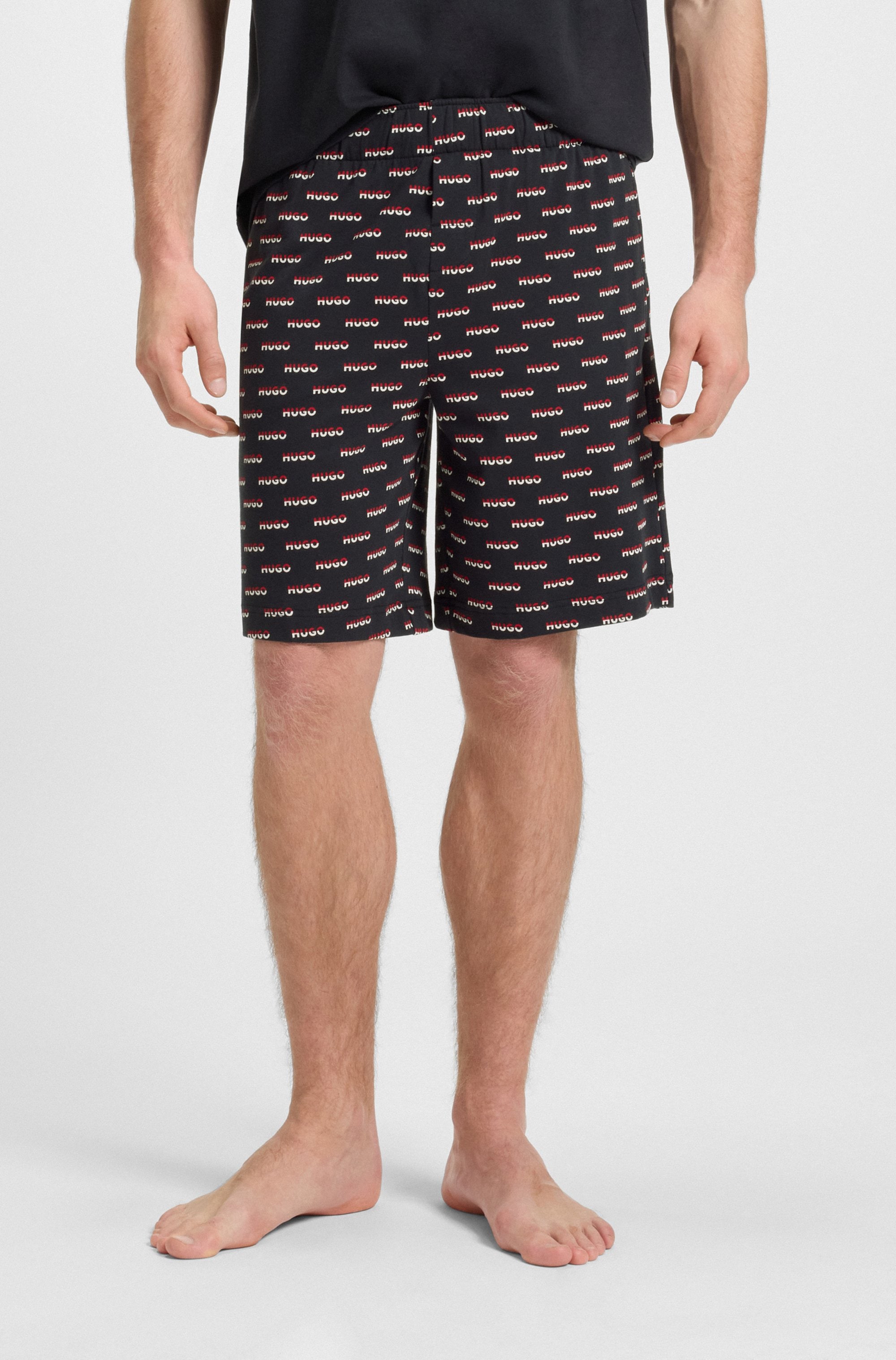 Image of HUGO Underwear Pyjamashorts "SPLIT LOGO" zweifarbige Logos allover, elasticher Bund