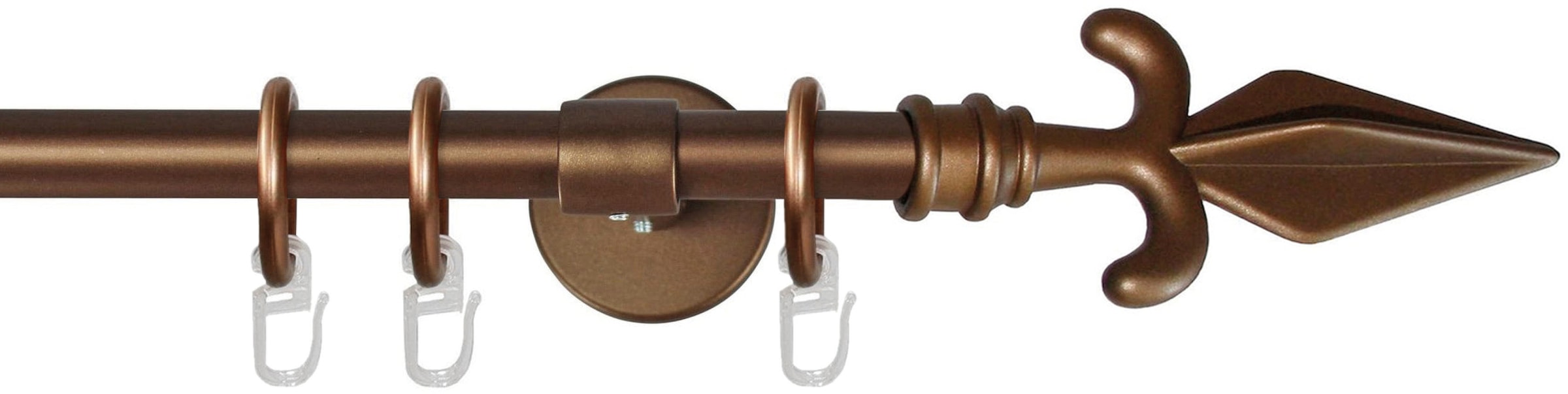 Image of GARESA Gardinenstange "RUSTIKA" Ø 16 mm 1 läufig-läufig Wunschmasslänge rustikale Vorhanggarnitur, verlängerbar, m. Ringe, Endknopf Pfeil