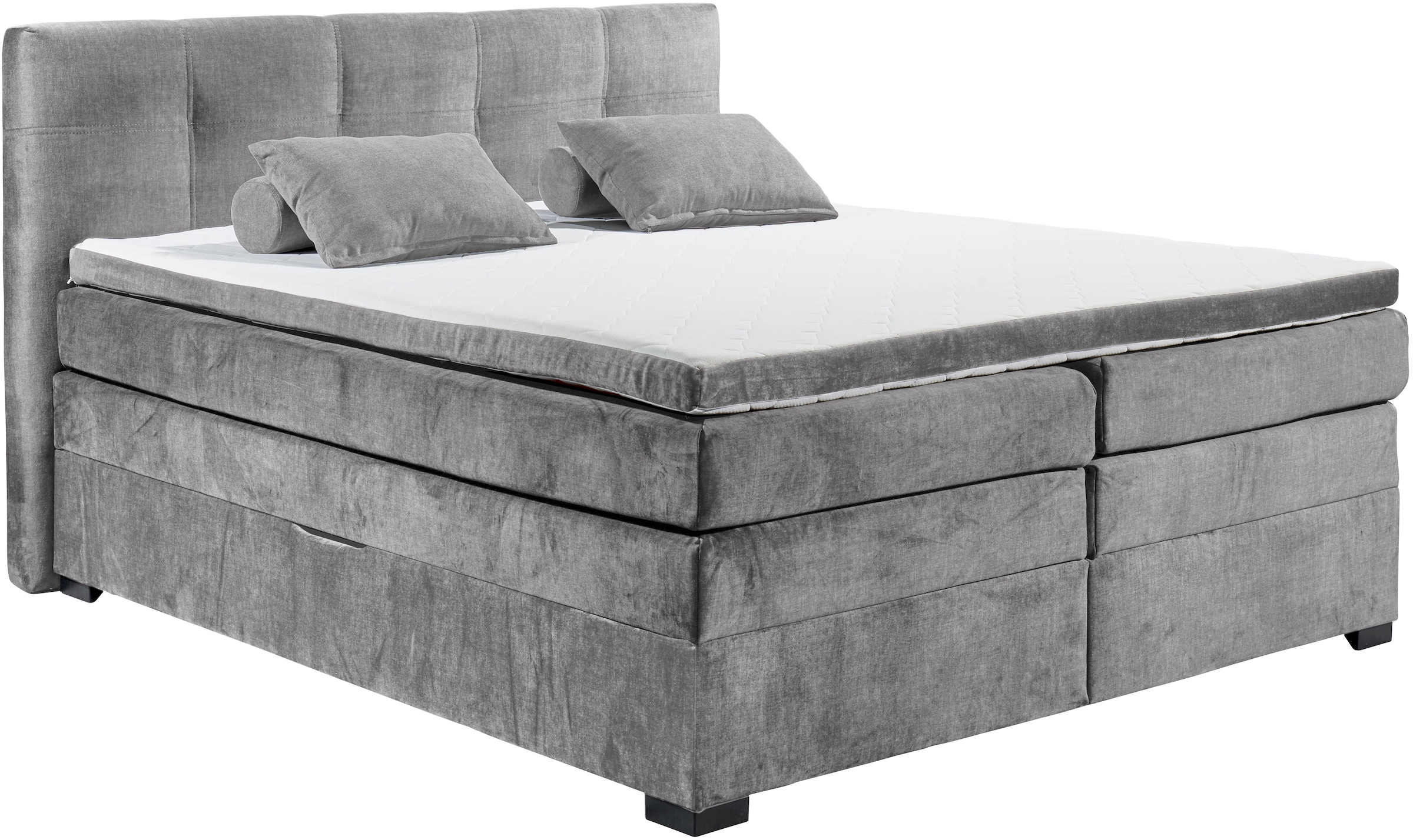 ED EXCITING DESIGN Boxspringbett »Fanes mit Komforteinstiegshöhe von 73cm«, erhältlich in 180x200cm, inkl. Bettkasten und 7cm Visco-Topper