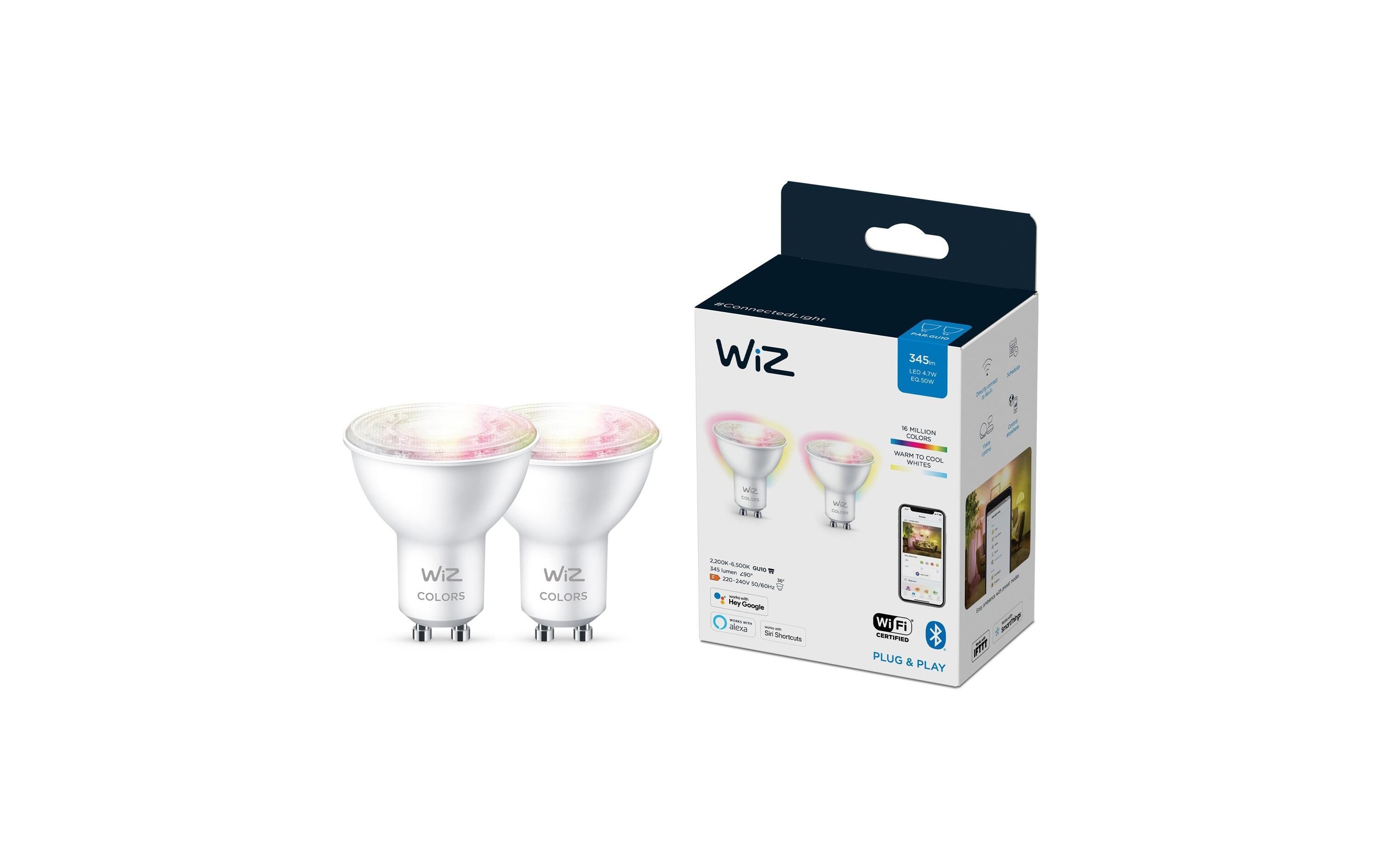 WiZ LED-Leuchtmittel »Reflektor Tunable White & Color Doppelpack 50W Ersatz«, GU10, Farbwechsler
