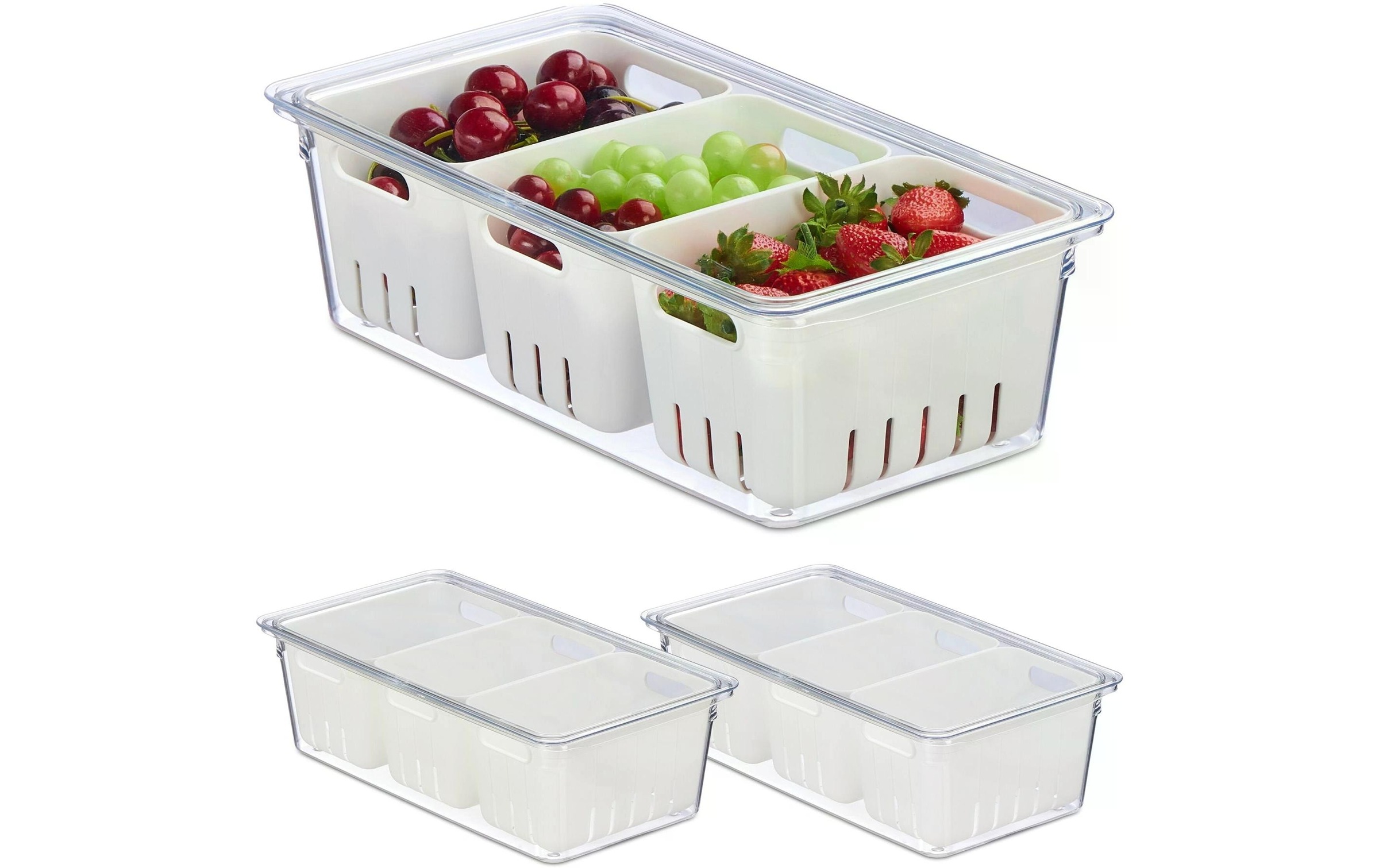 Image of relaxdays Organizer "600 g, 3 Stück, Transparent/Weiss"