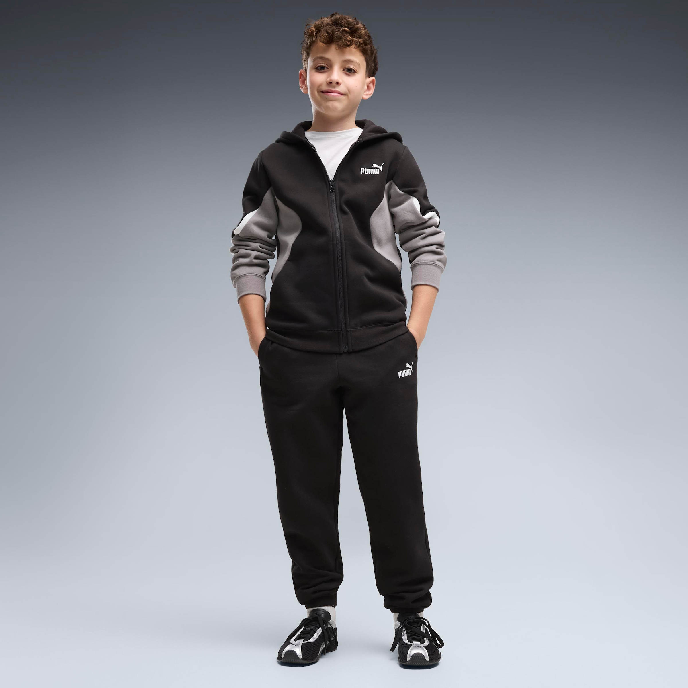 Image of PUMA Trainingsanzug "ESS BLOCK FULL-ZIP SWEAT SUIT B" 2 2-teiliges Set, mit Reissverschluss am Oberteil, Regular Fit