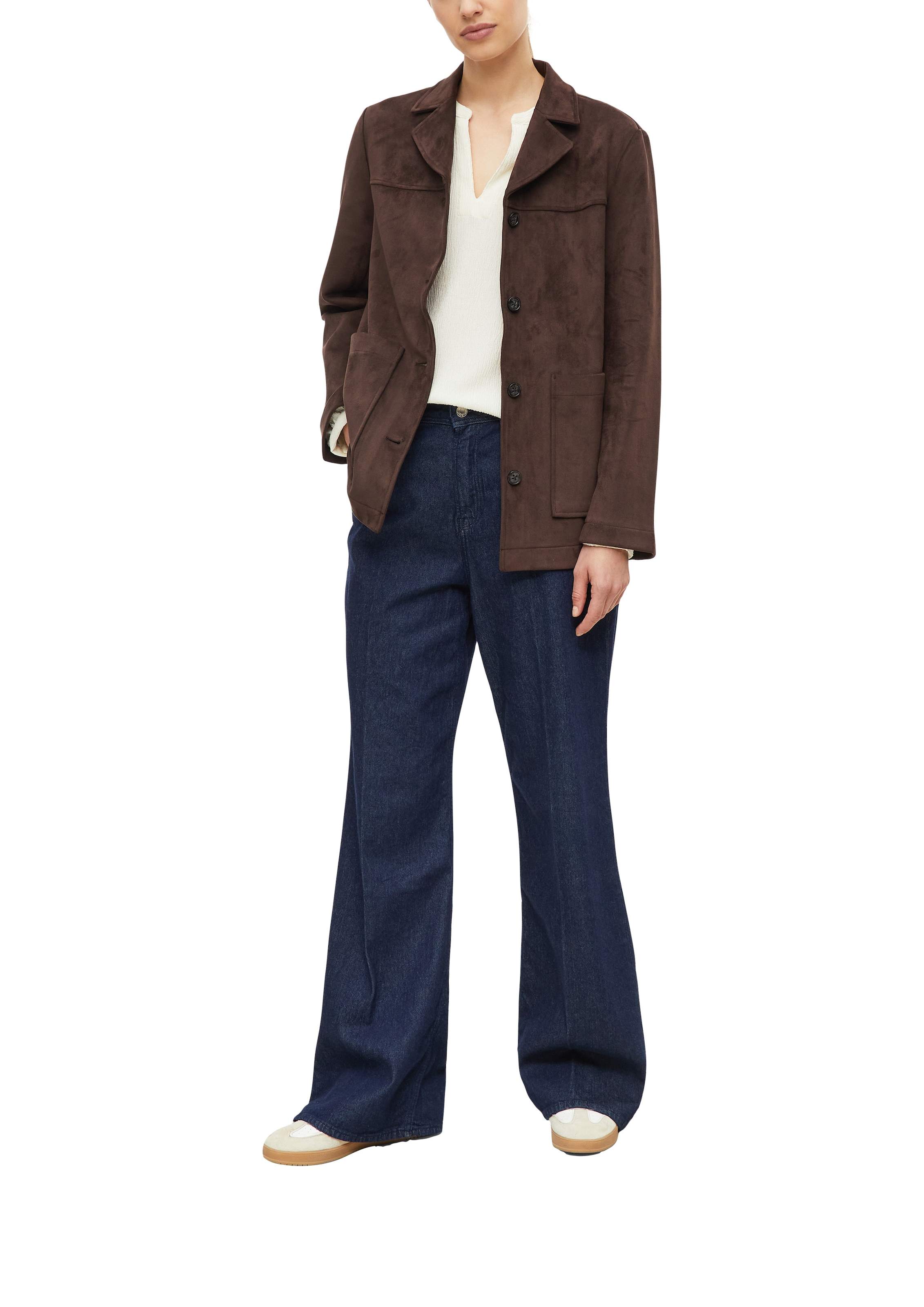 s.Oliver Langarmbluse im Tunika-Stil und mit Splitneck / Stretch