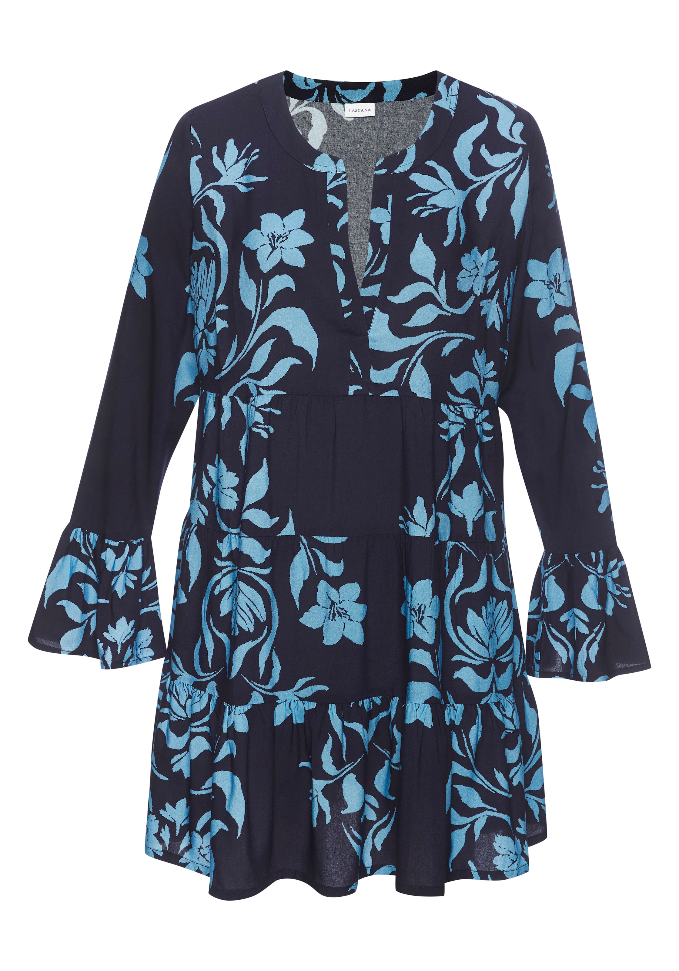 LASCANA Robe de plage robe d'été à manches longues, coupe ample avec imprimé floral