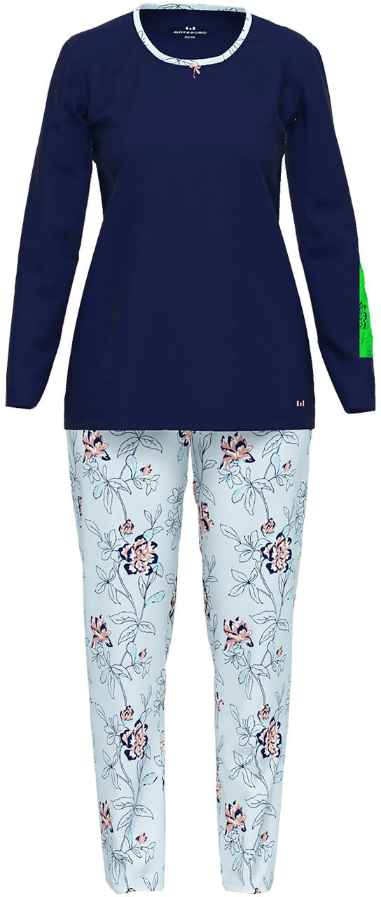 GÖTZBURG Pyjama, (2 tlg.), mit floralem Print undkleiner Schleife als Hingucker