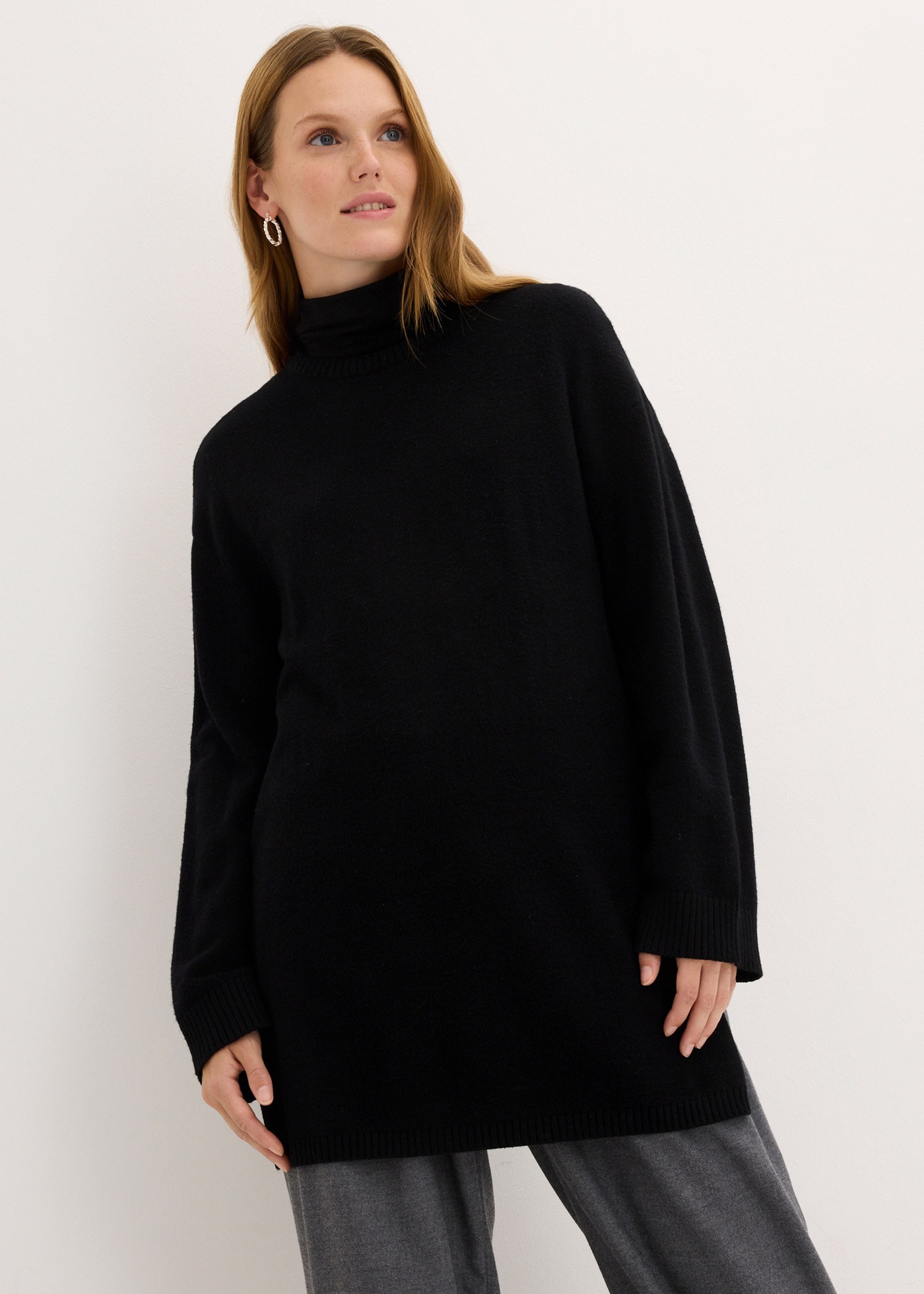 bonprix Strickpullover »Long-Feinstrickpullover mit Seitenschlitzen aus Viskose-Mix« mit Seitenschlitzen