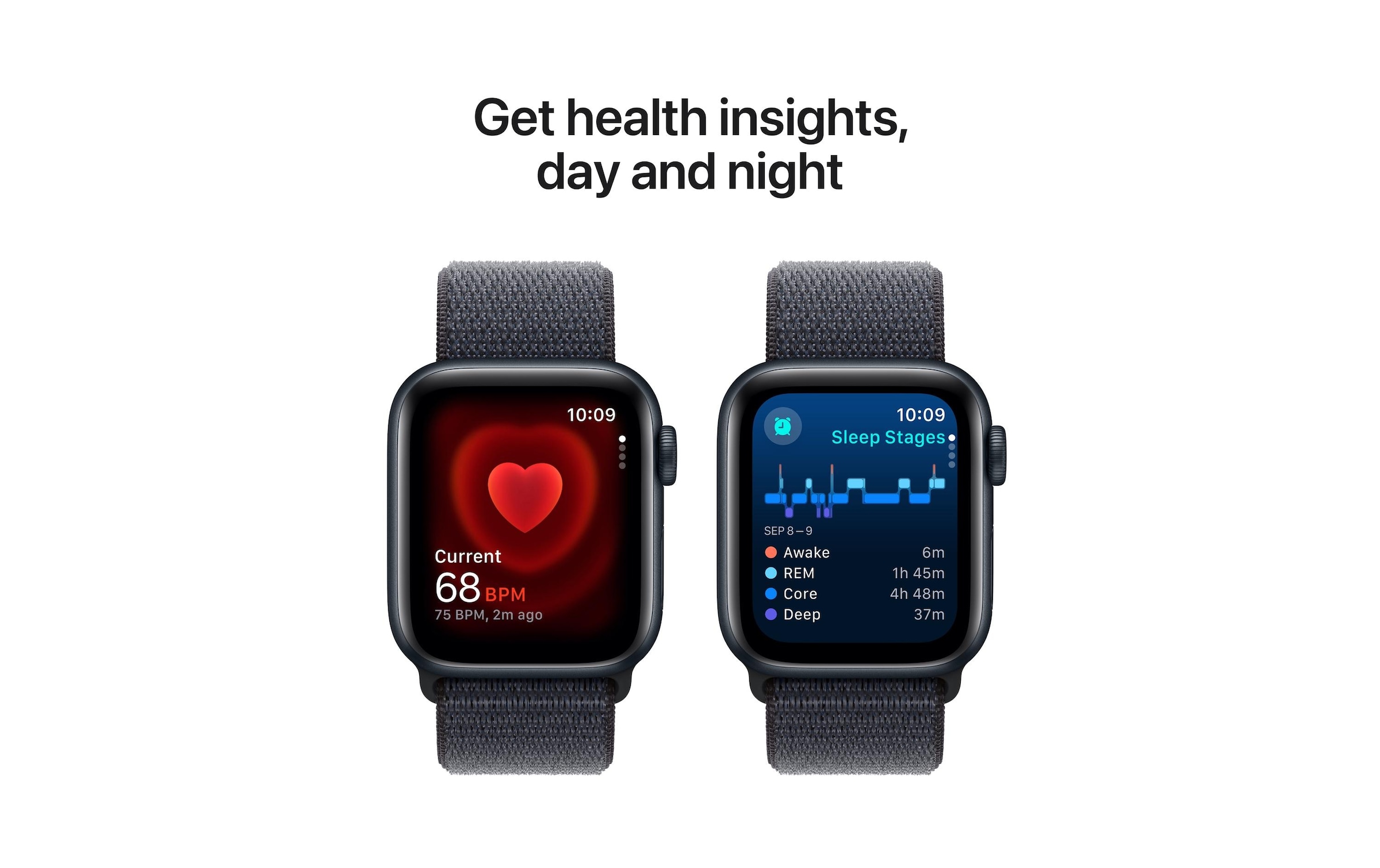 Apple Watch SE (2024), 40 mm, GPS + Cellular, Sport Loop, Mitternacht