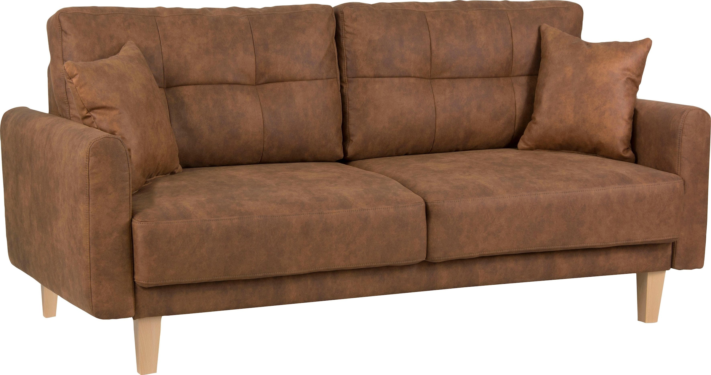 Home affaire 2-Sitzer »TRIPLO mit Wellenunterfederung, Masse B/T/H: 165/100/89 cm«, Sofa mit Steppung im Rückenbereich, incl. Rückenkissen und Zierkissen