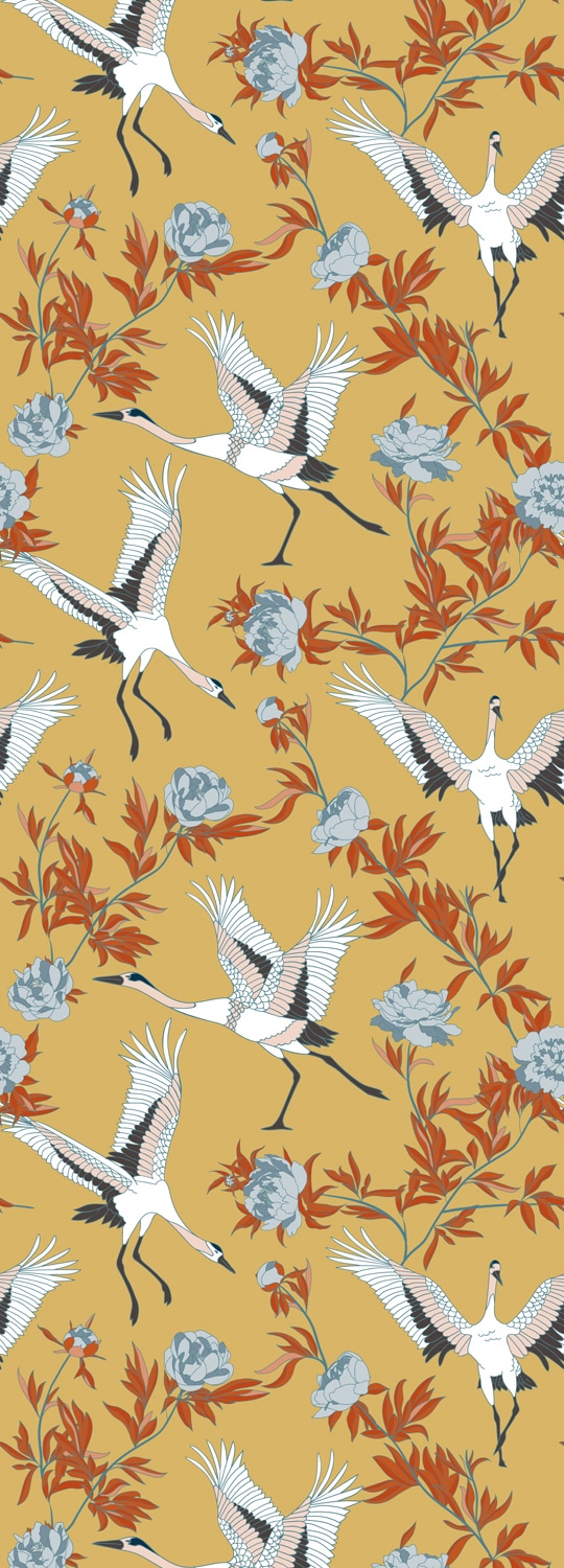 Image of queence Vinyltapete "Enie" Motiv bedruckt botanisch floral gemustert natürlich glatt 90x250cm, selbstklebend, kinderleichte Anbringung, Sticker