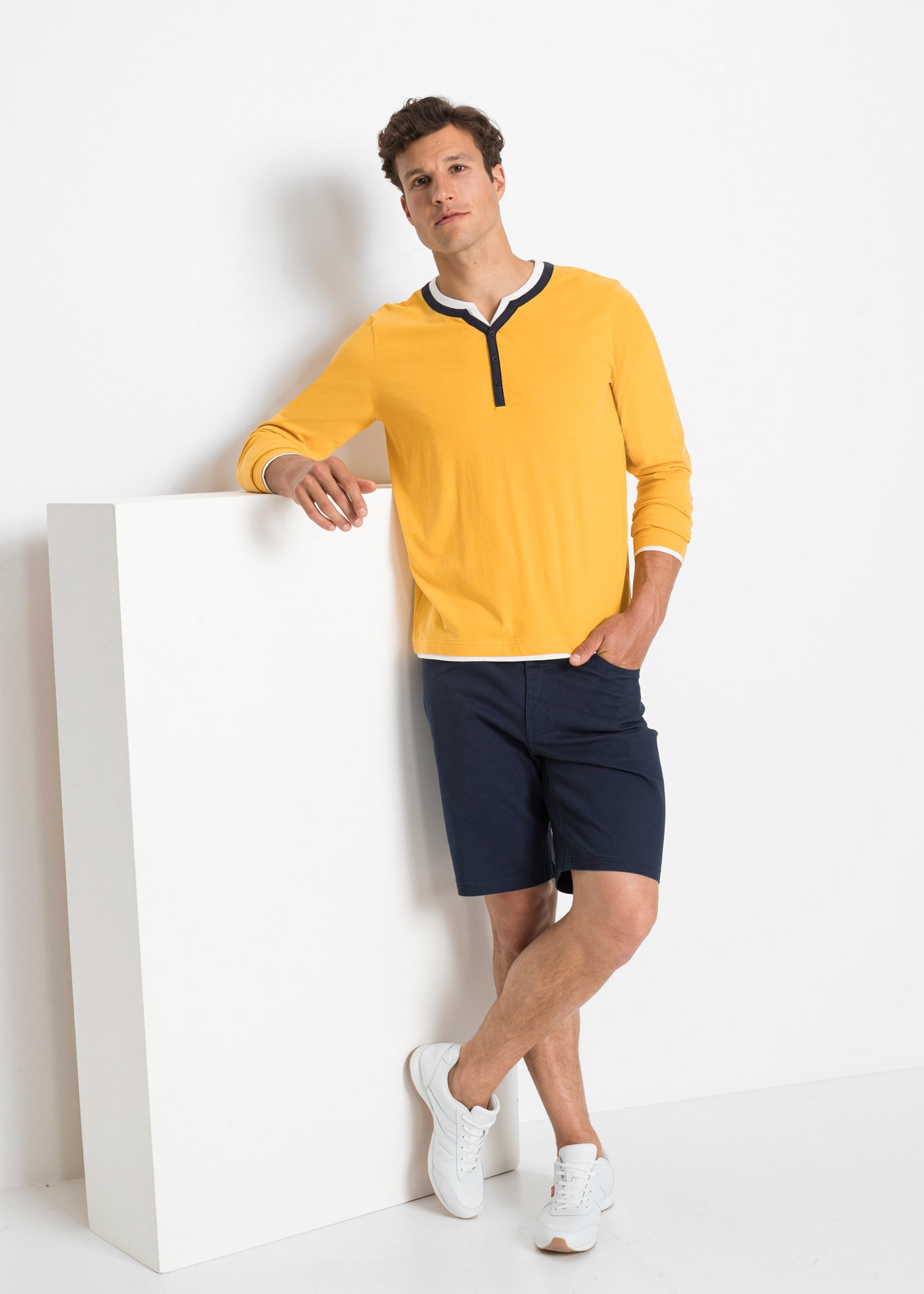 bonprix Bermuda  aus Baumwolle mit Elasthan, mit Stretchanteil, erhöhter Bund