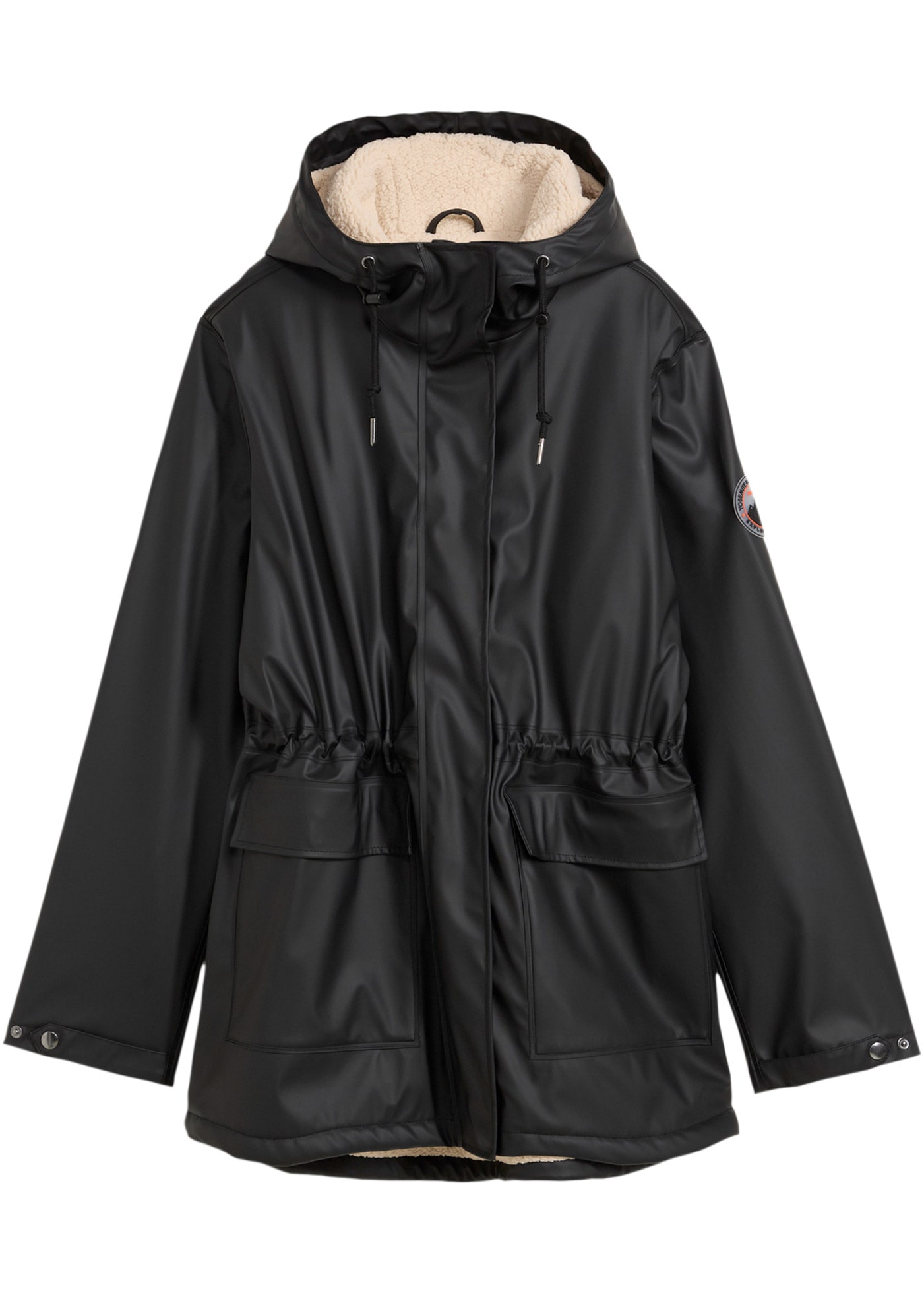 bonprix Regenjacke mit Kapuze Winterjack als Regenjacke mit Teddyfutter