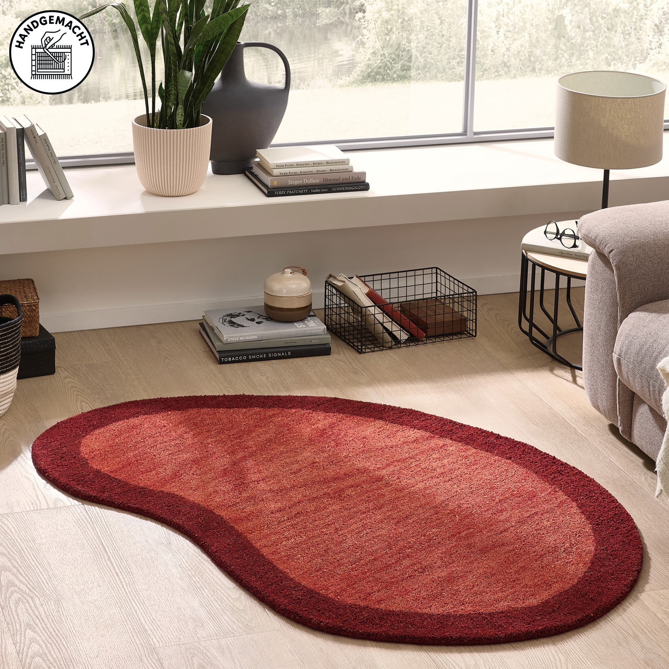 THEKO Tapis en laine »Gabbeh Super, Handweb, Teppich, Bordüre, reine Wolle« ovale 9 mm Höhe Schlafzimmer, Wohnzimmer, Esszimmer, auch als Läufer, eckig oder rund