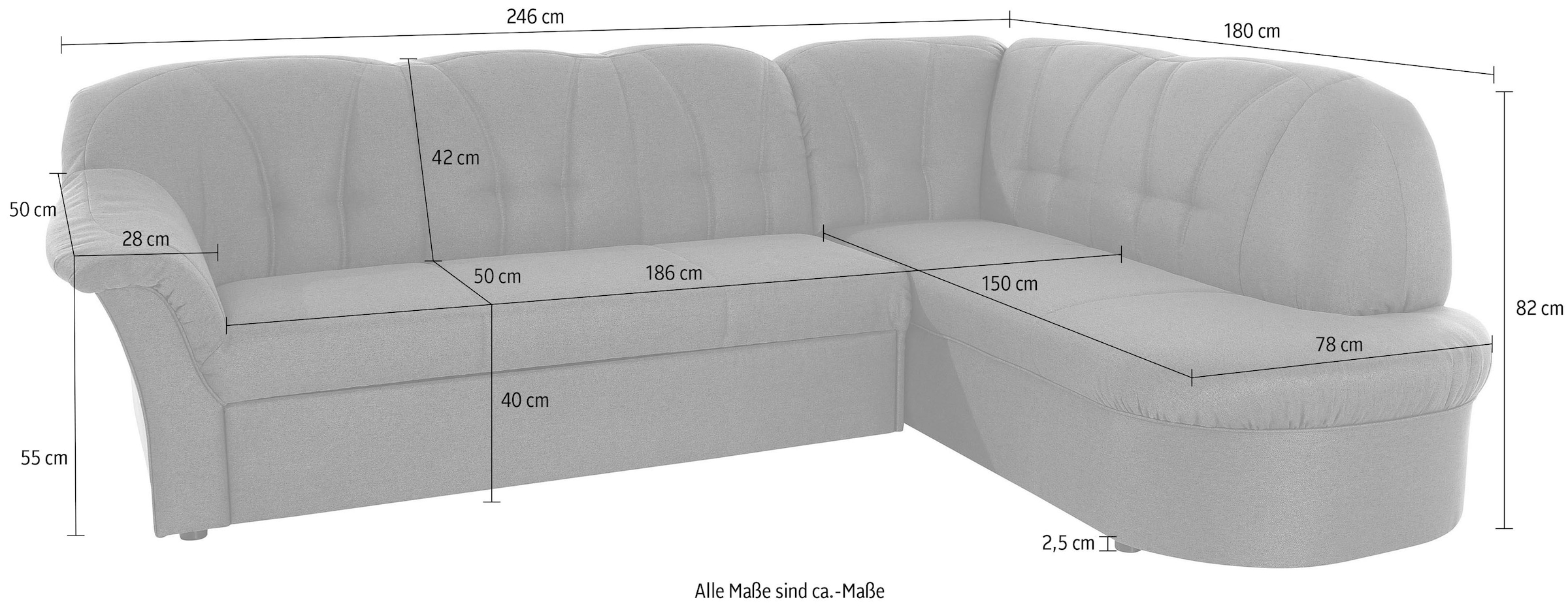 DOMO collection Ecksofa »Pegnitz, elegante Rückensteppung, zeitlose Formensprache, L-Form« wahlweise mit Bettfunktion