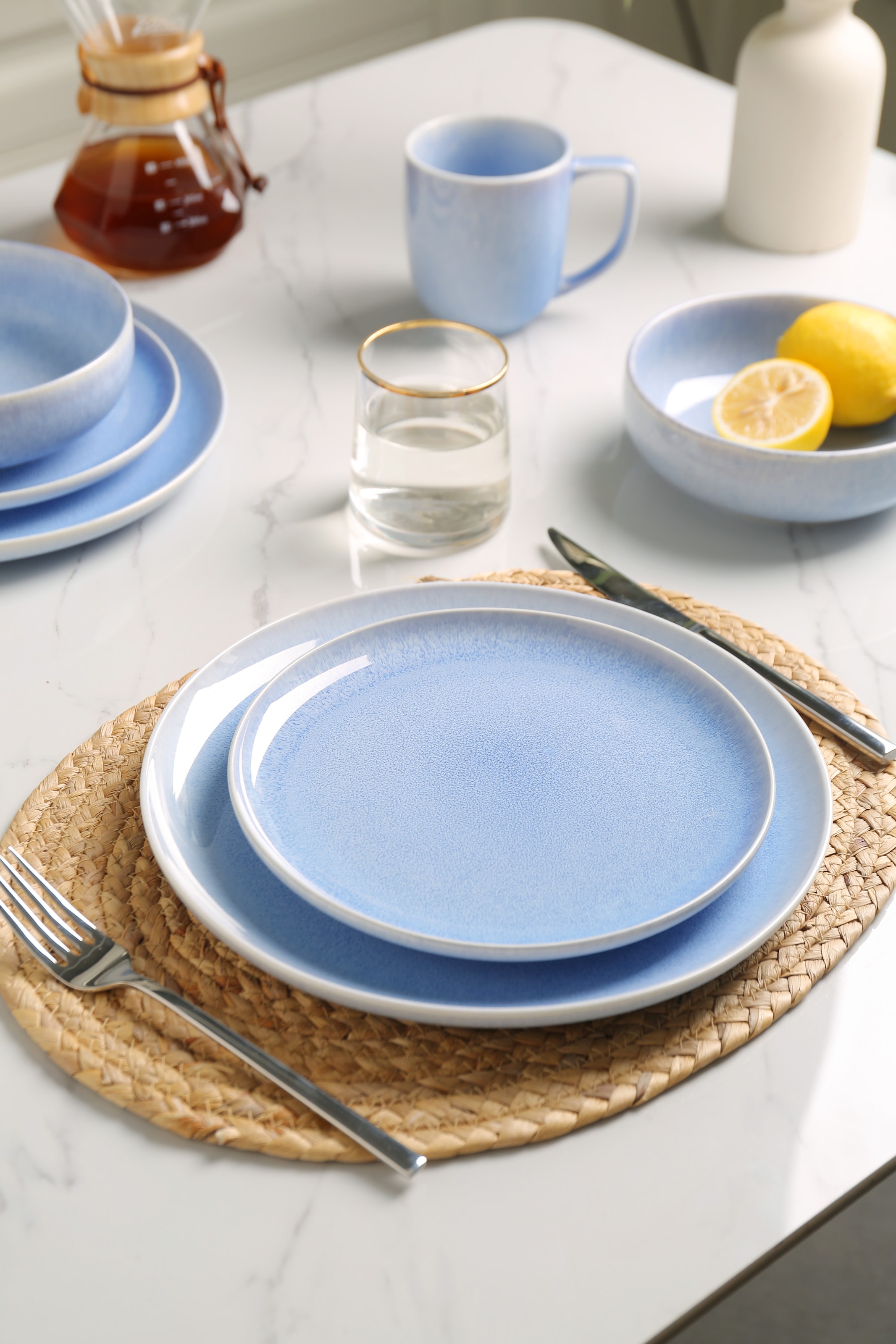 GOODproduct Geschirr-Set »Flett, mit Reaktivglasur« Teller Set, spülmaschinenfest und mikrowellengeeignet