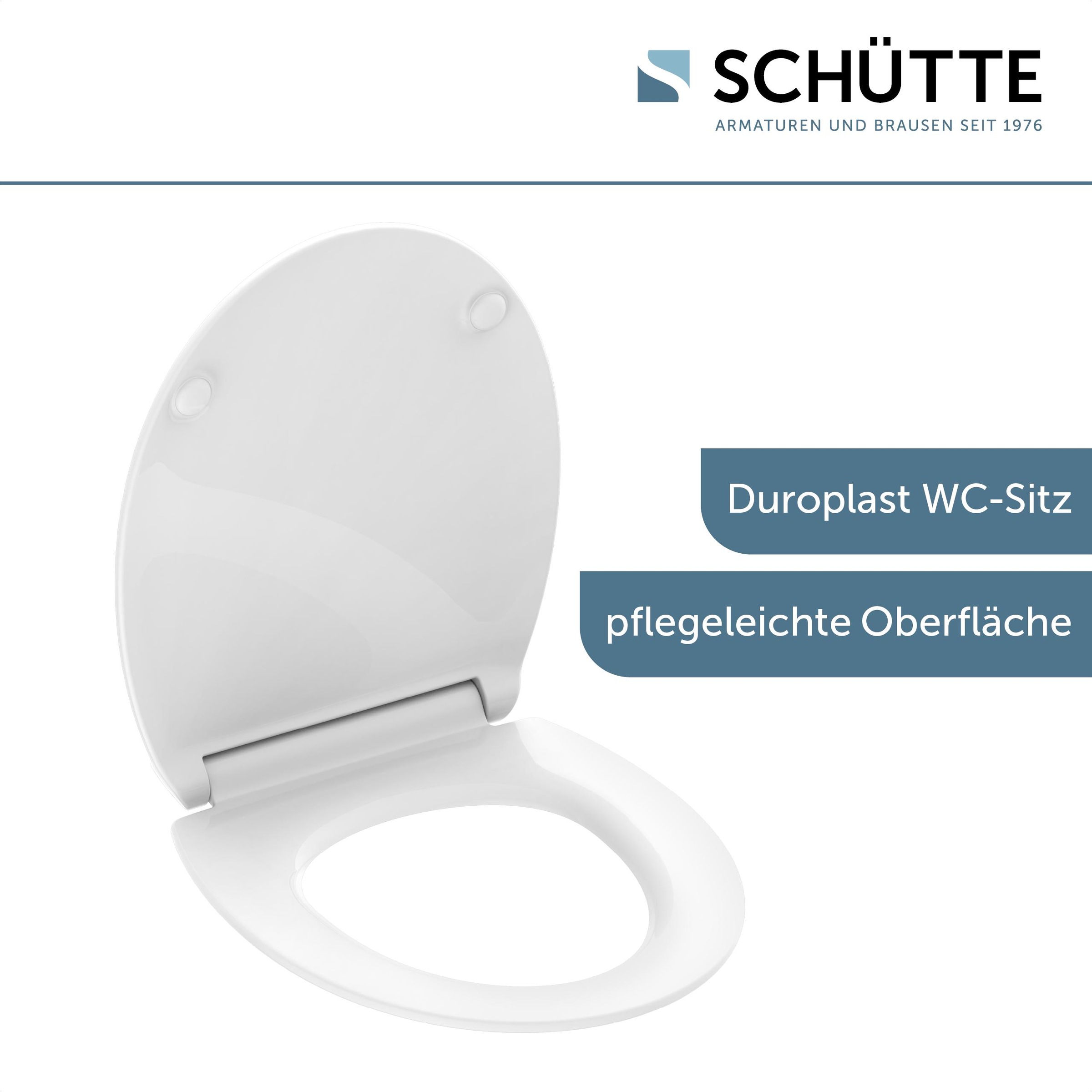 Schütte WC-Sitz "Duroplast, WHITE PRO 9" WC-Sitz, Befestigungsmaterial, Montageanleitung, mit Absenkautomatik und Schnellverschluss