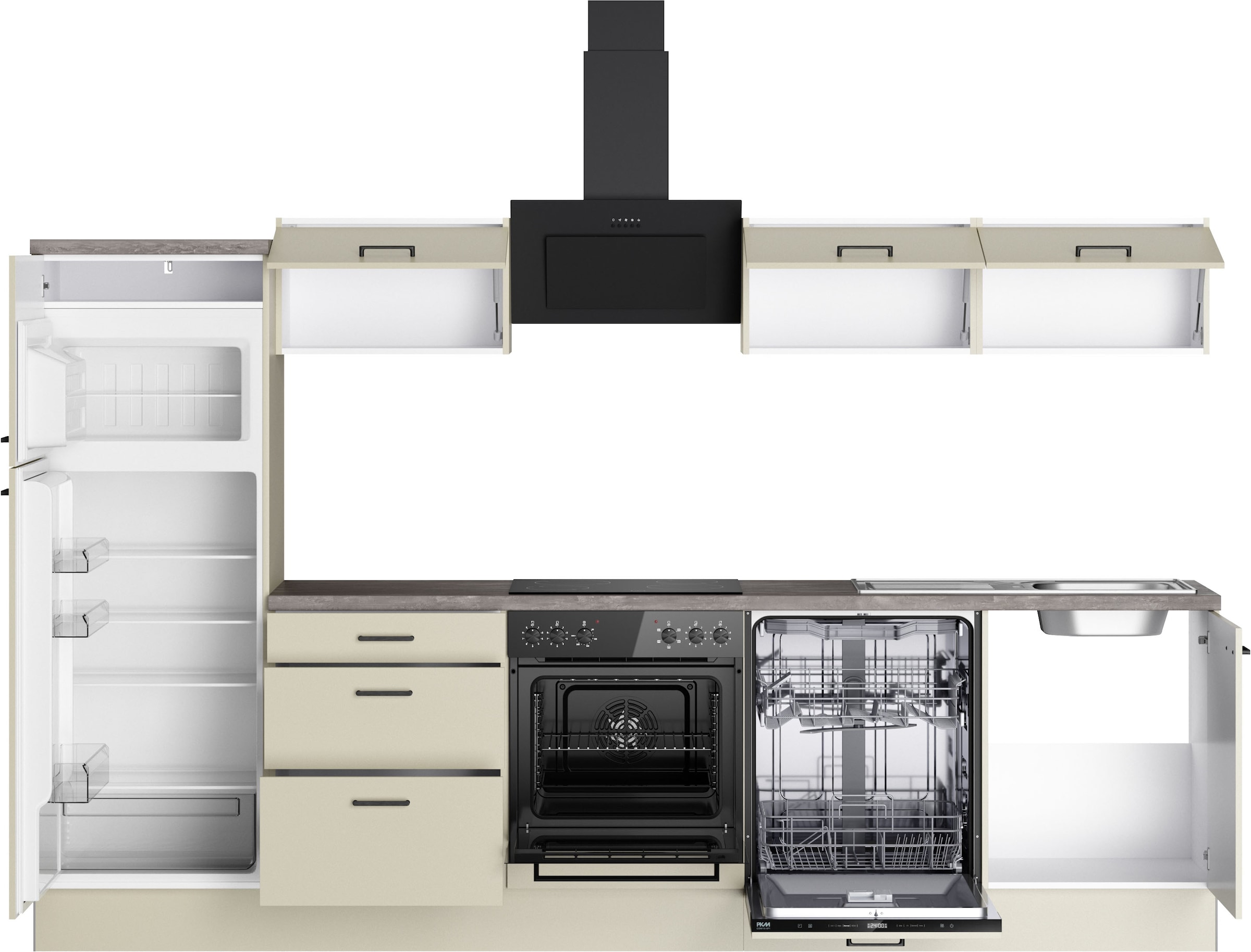 KOCHSTATION Kitchenette »KS-Sion« largeur 300 cm, montage rapide avec OPTIsnap, option appareils E