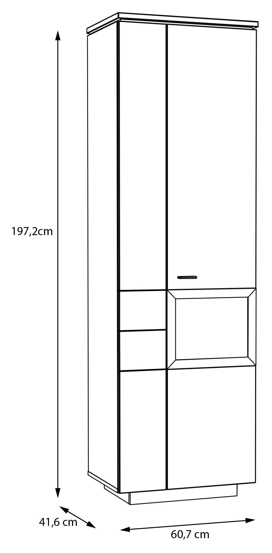 FORTE Vitrine »Louoto, Stauraumvitrine, Standvitrine, Stauraumschrank« Türanschlag rechts oder links wechselbar, mit Soft Close, Höhe 197,2cm