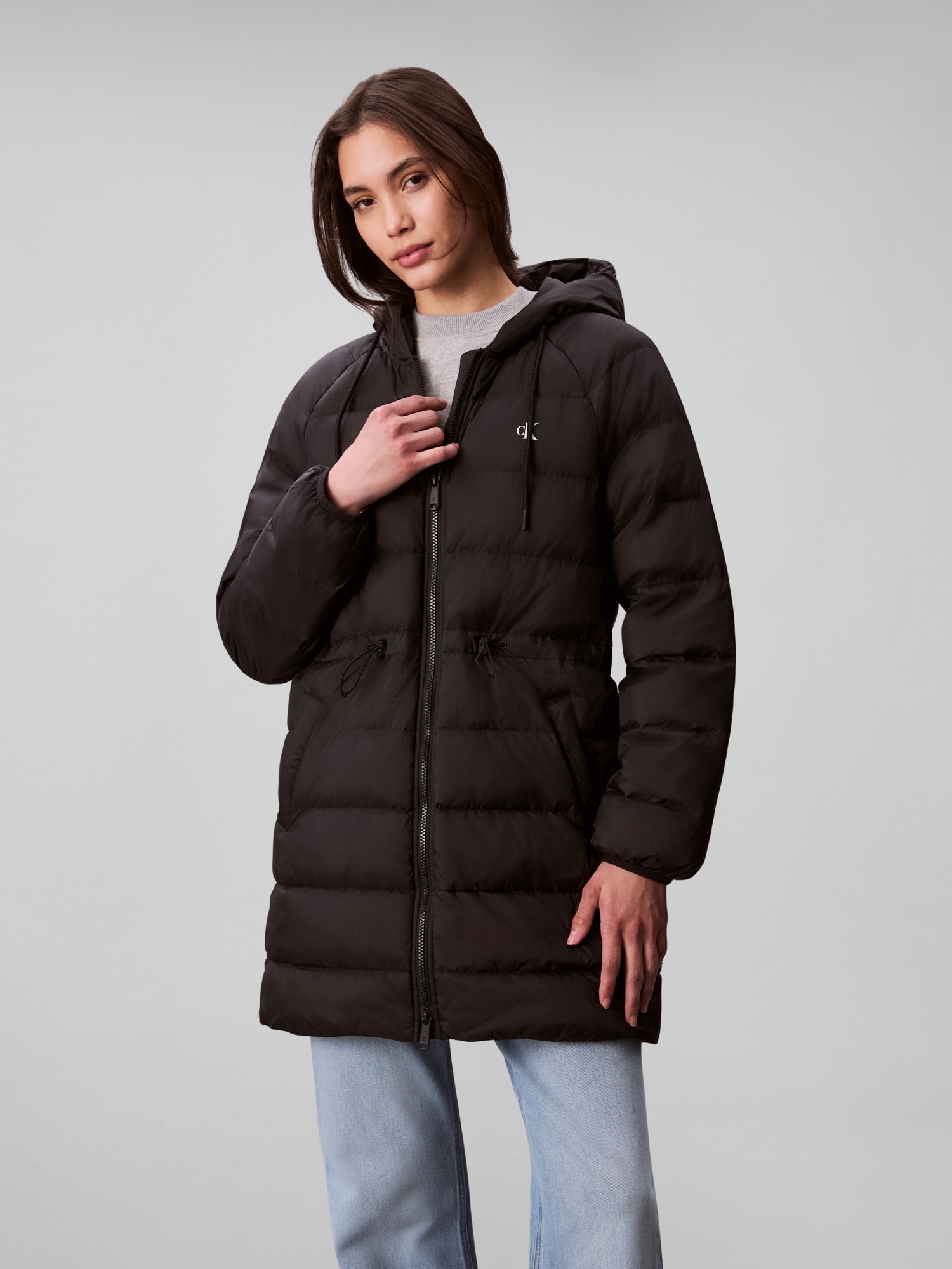 Image of Calvin Klein Jeans Steppmantel "LGHTWGHT LG MD LNGTH" Mit Rundhalsausschnitt