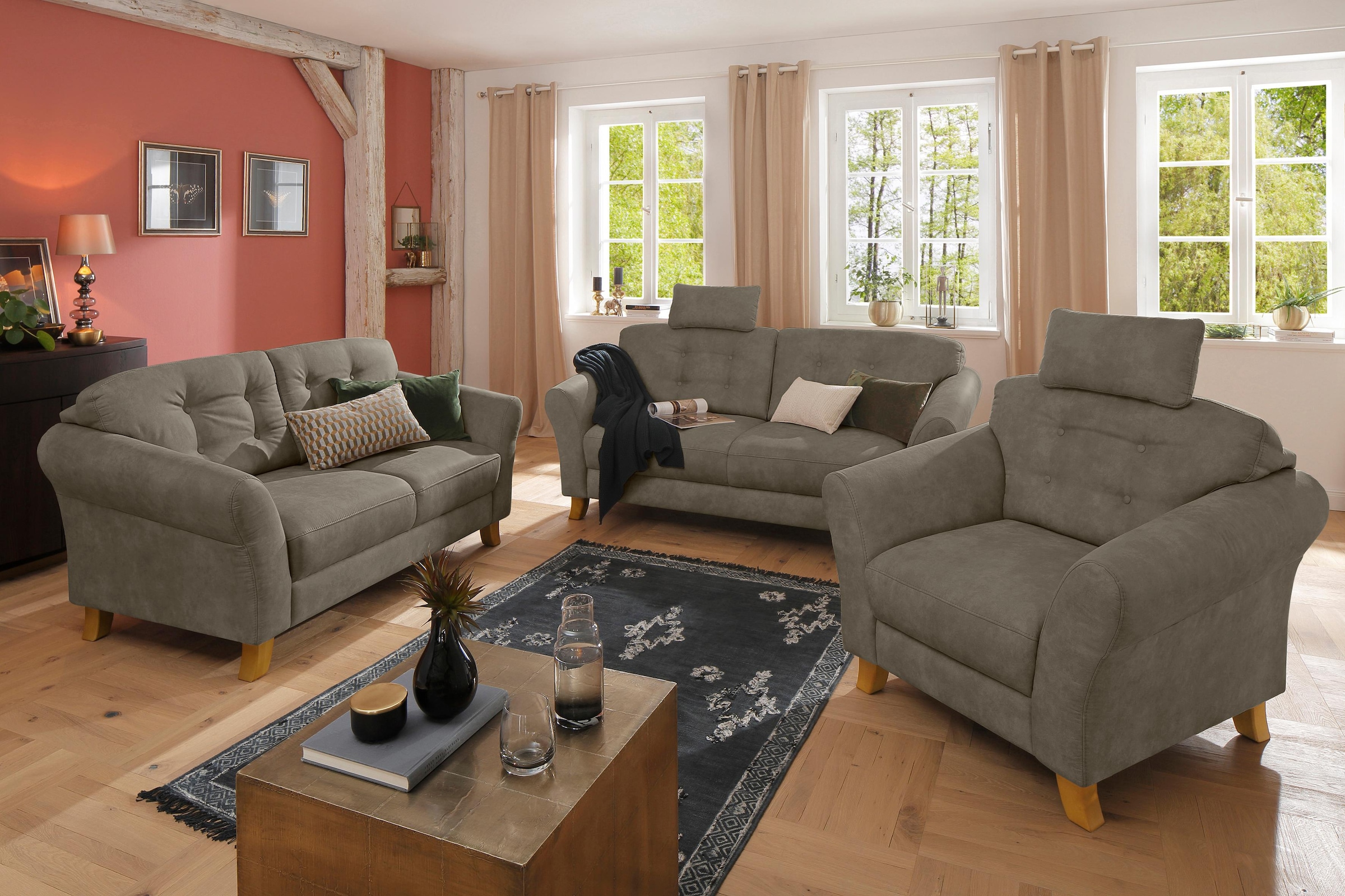 Image of Home affaire 2-Sitzer "Trondheim" mit Federkern, Knopfheftung im Rücken