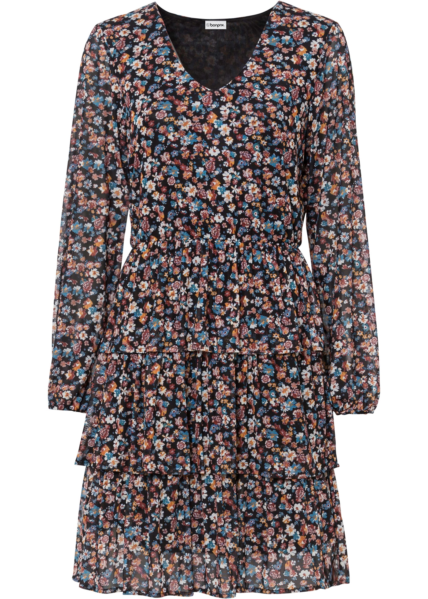 bonprix Mini-robe für vielseitige Grössen von 32/34 bis 48/50, mit Blumenmuster