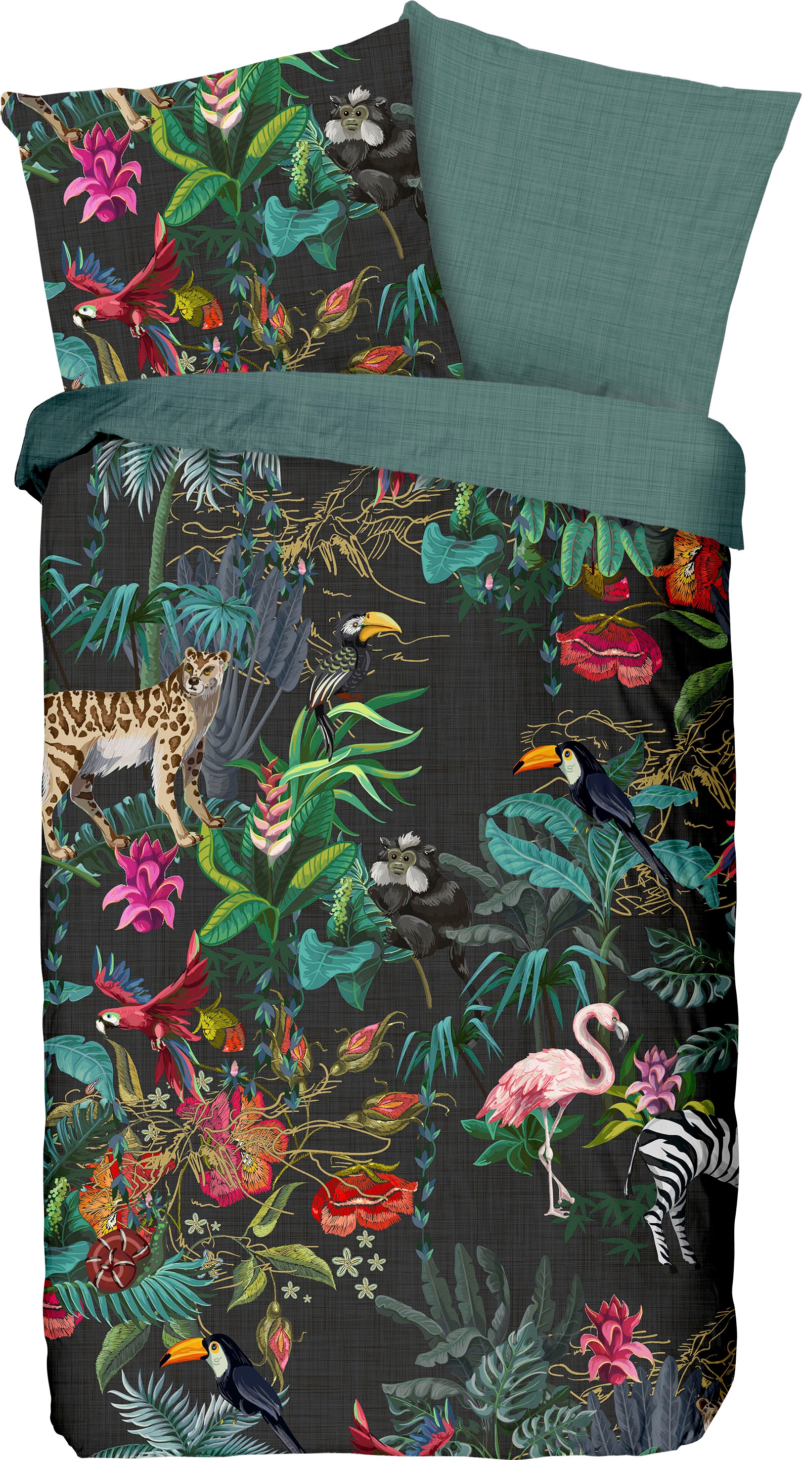 good morning Wendebettwäsche »Funky«, Mako-Satin, 135x200, Reissverschluss, Wendeoptik, Mandala, Leopard