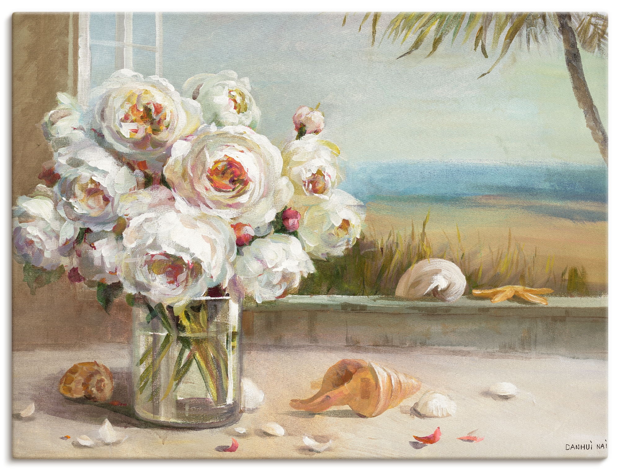 Image of Artland Leinwandbild "Küsten Rosen II" Blumen 1 Stk. tlg. auf Holzrahmen gespannt