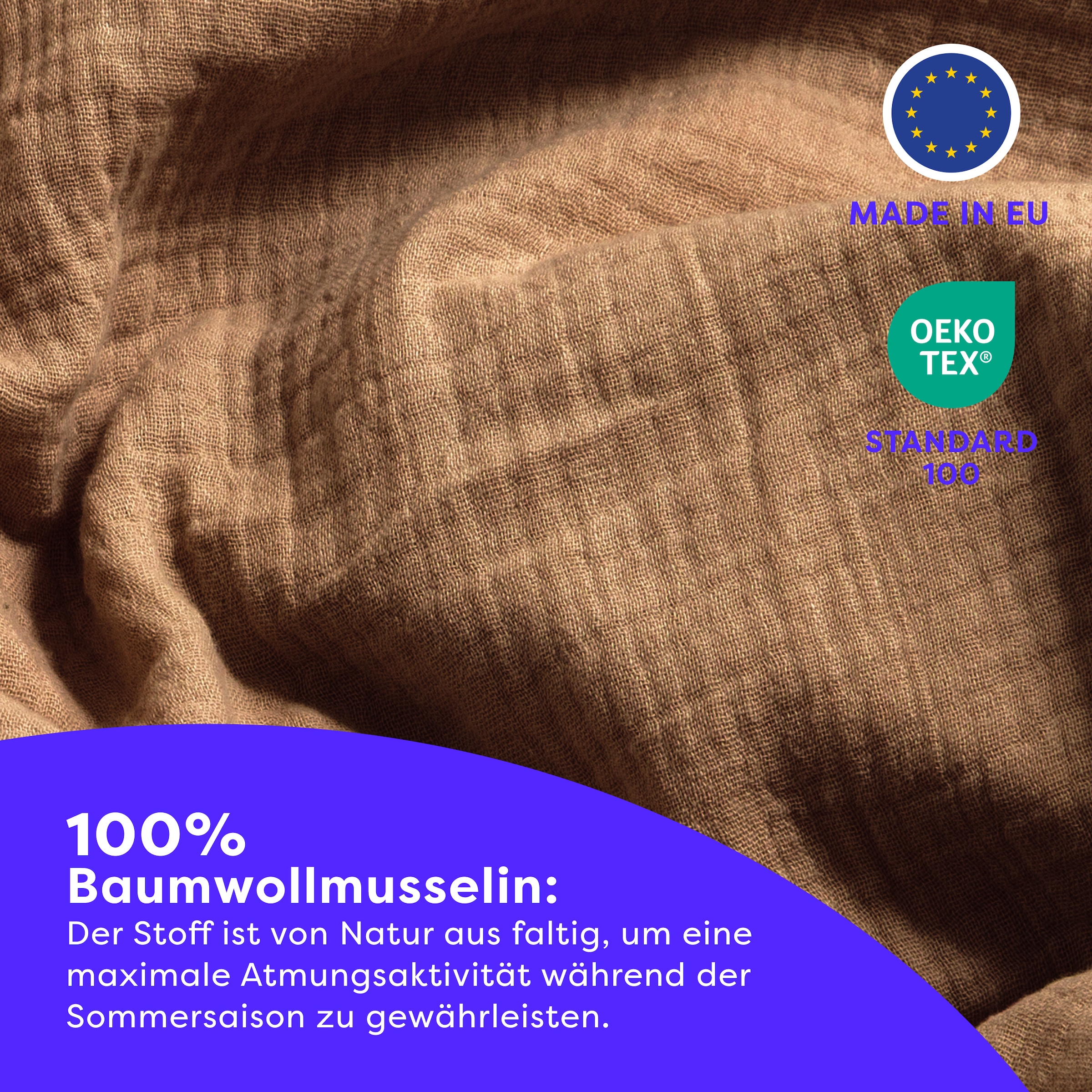 Wolkenfeld Bettwäsche »Wolkenfeld Premium Musselin mit Reissverschluss« 2 tlg. aus 100% Baumwolle – Atmungsaktiv & Weich – inkl. Kissenbezug 80x80