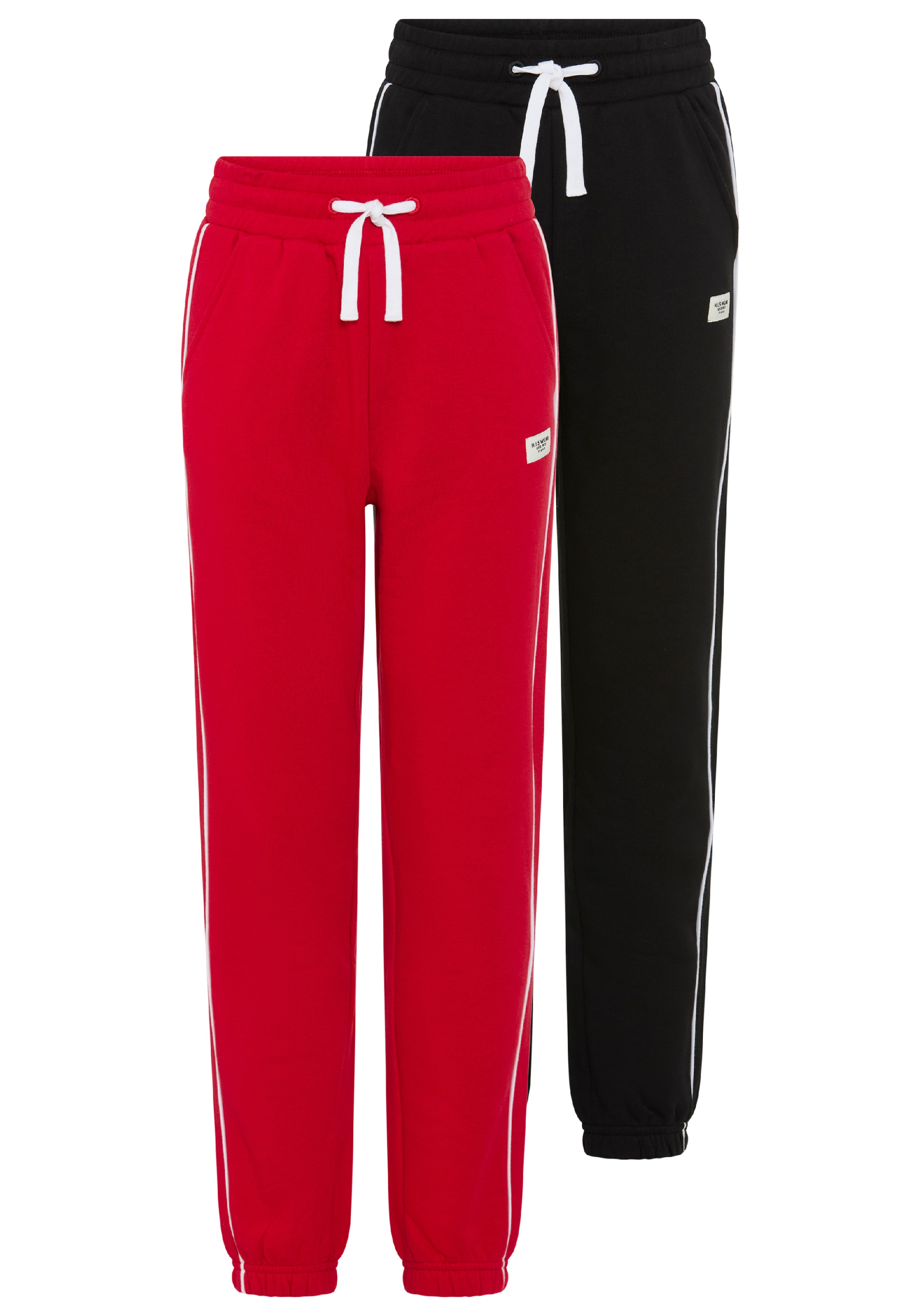 Image of H.I.S Sweathose "2er Packung H.I.S Sweathosen mit Piping an der Seite" 2 Jogginghosen in gerader Passform, mit Gummizug am Beinabschluss