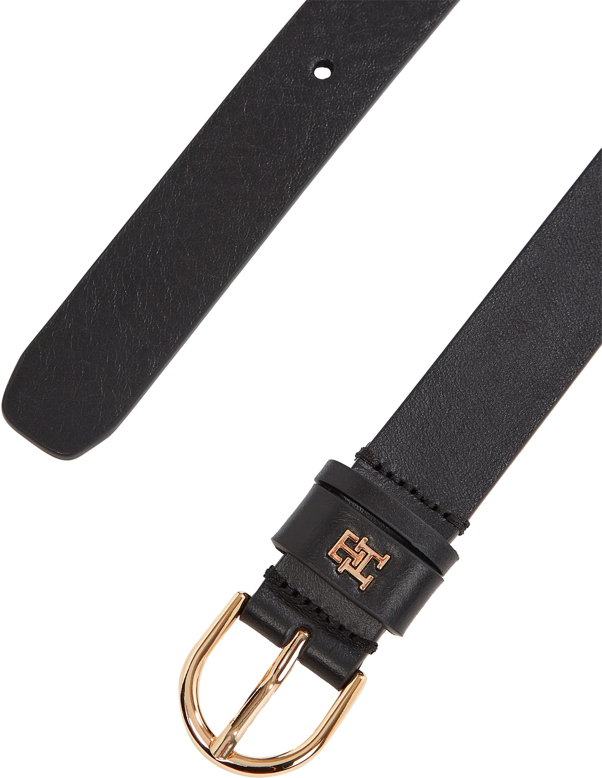 Tommy Hilfiger Ceinture en cuir »ESSENTIAL EFFORTLESS 2.5 cm breit GOLD« Logoemblem, weiche Haptik, ovale Einfachdornschliesse