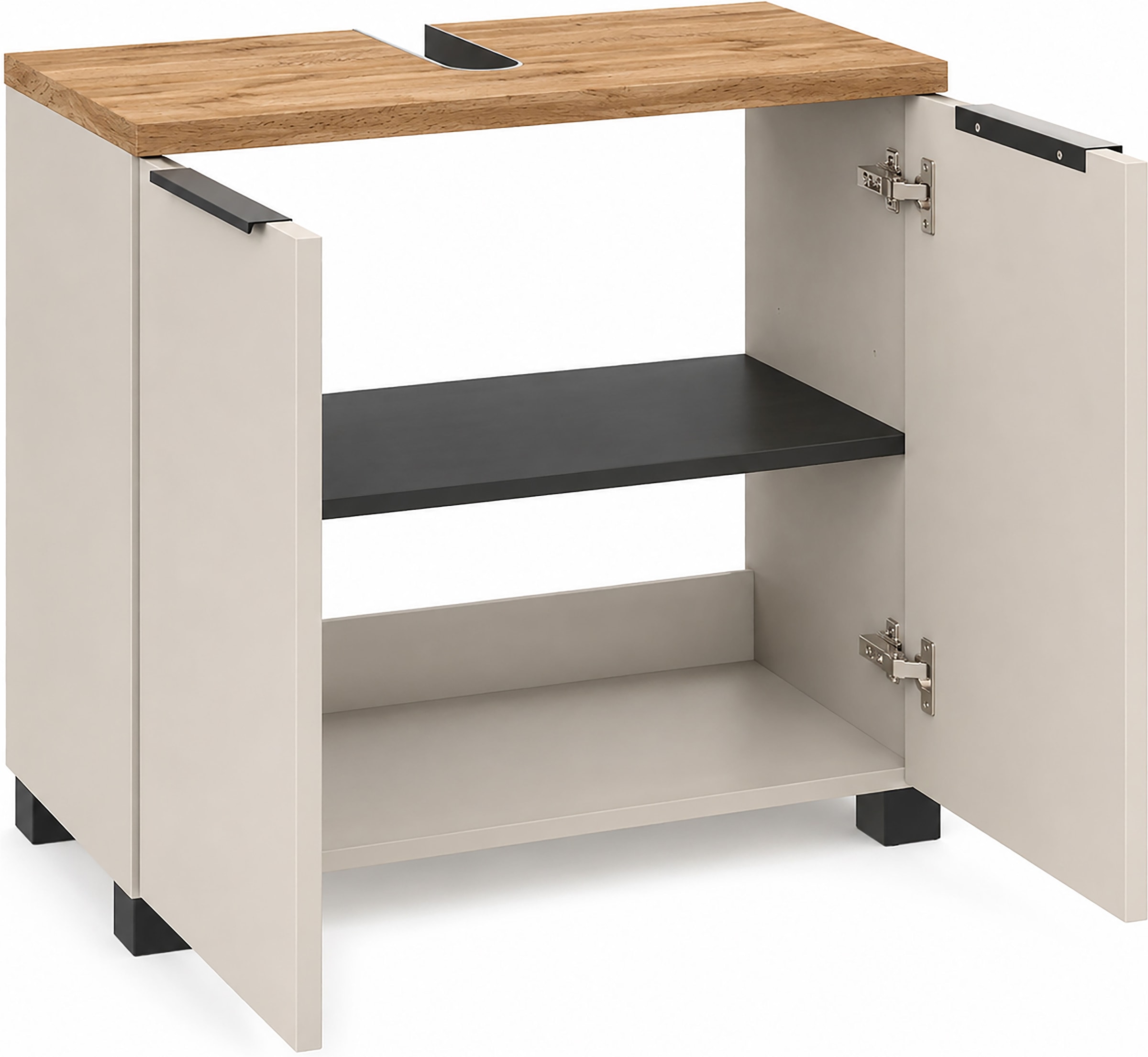 Schildmeyer Waschbeckenunterschrank »Saga, mit fühlbarer Holzstruktur, Breite 65 cm, Made in Germany« 1 Stk. tlg. Eiche Landhaus Dekor mit fühlbarer Struktur, Made in Germany