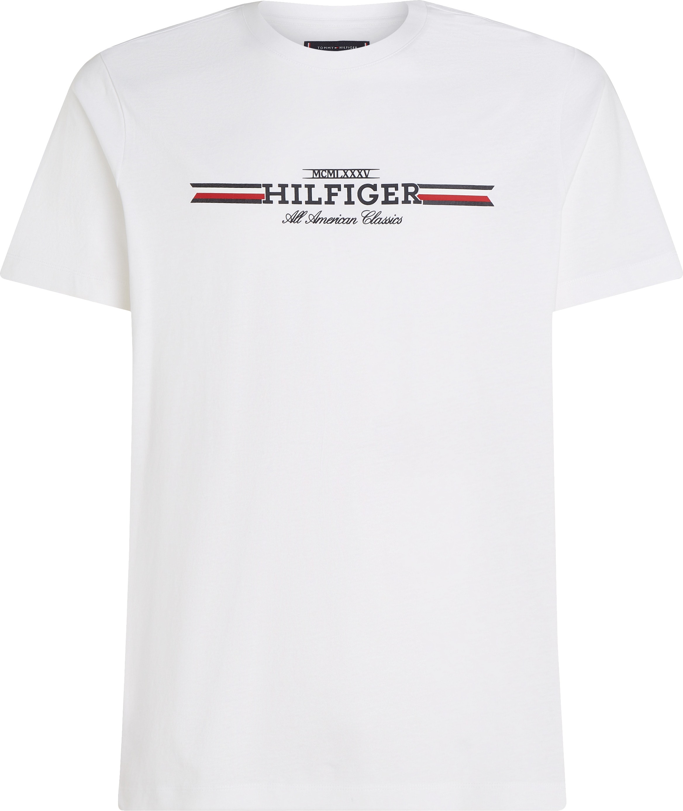 Tommy Hilfiger Big & Tall Kurzarmshirt »BT-HILFIGER CHEST STRIPE TEE-B«, Aufdruck des Markenlogos und -namens, in Grossen Grössen