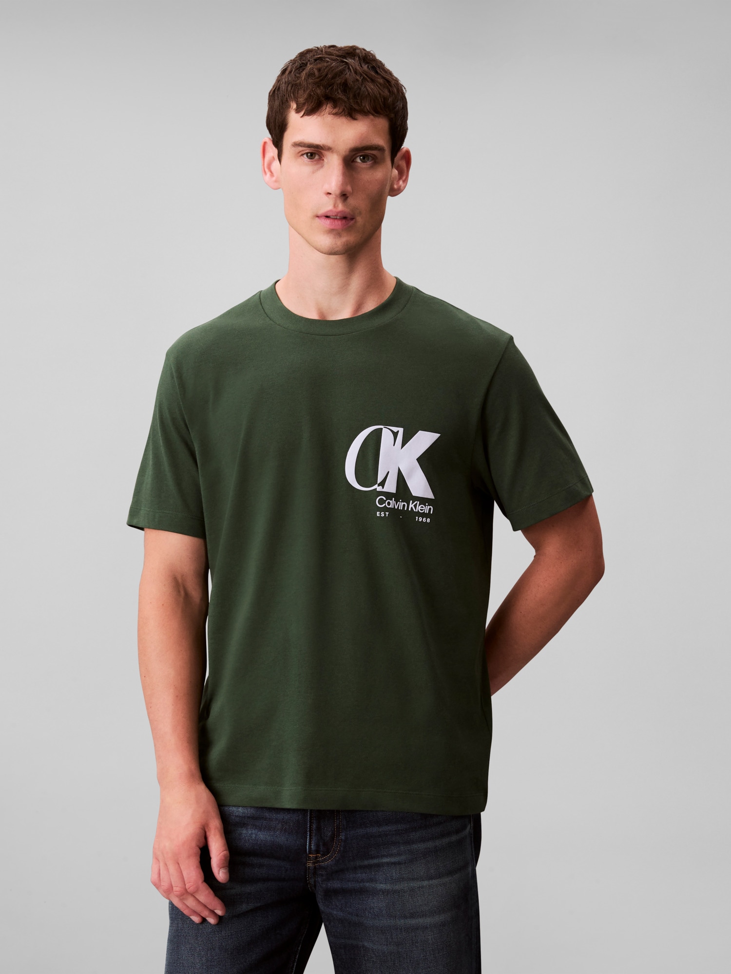 Image of Calvin Klein T-Shirt "SS 20S EU CK OVERLAP GRAPHIC TEE" Mit Rundhalsausschnitt, regular fit