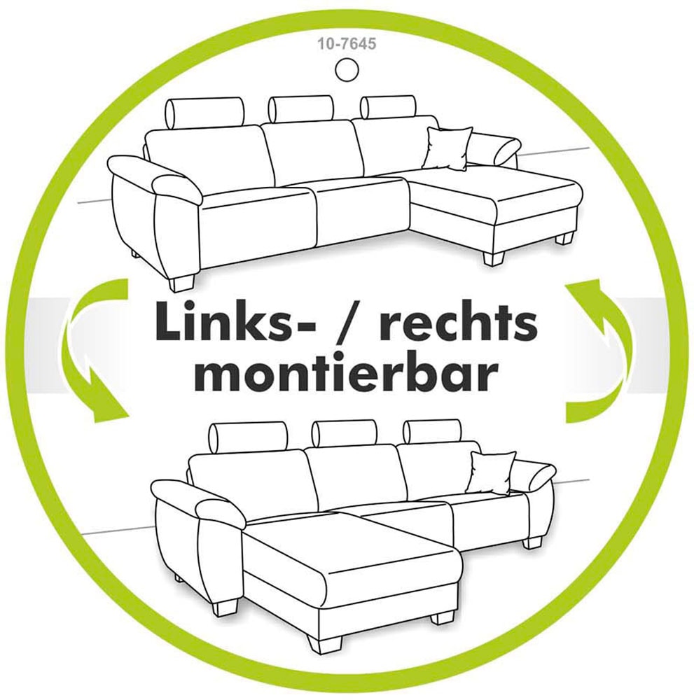 Jockenhöfer Gruppe Canapé d'angle »Slider L-Form, B: 277 cm, mit 60 cm elektr. Sitztiefenverstellung« capacité 140kg, connexion USB, réglage de la tête & coussin décoratif