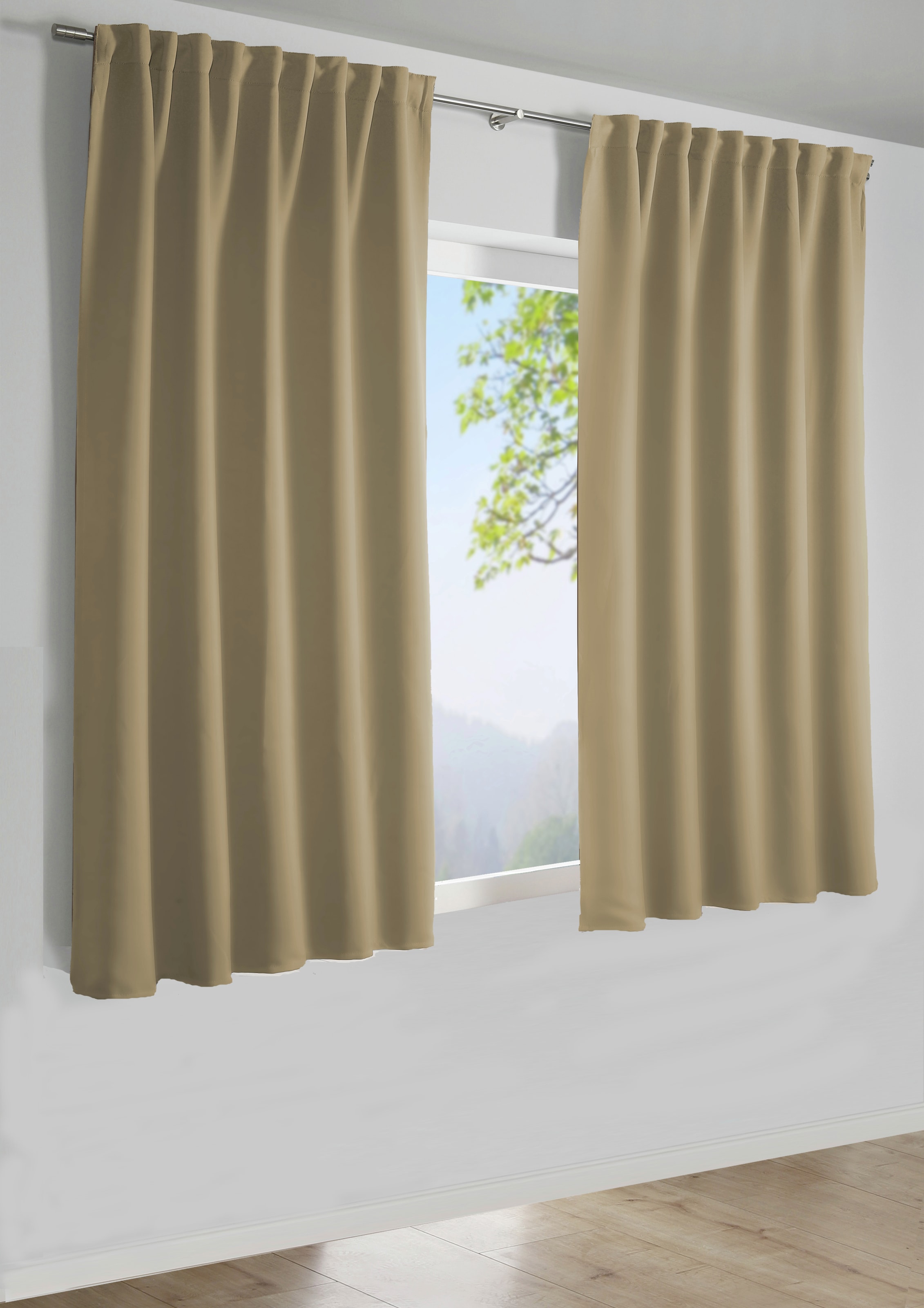 Image of Sehlbach Gardine "Schal Dimout Uni" Schlaufen 1 Stk. tlg. mit Gardinenband und verdeckten Schlaufen