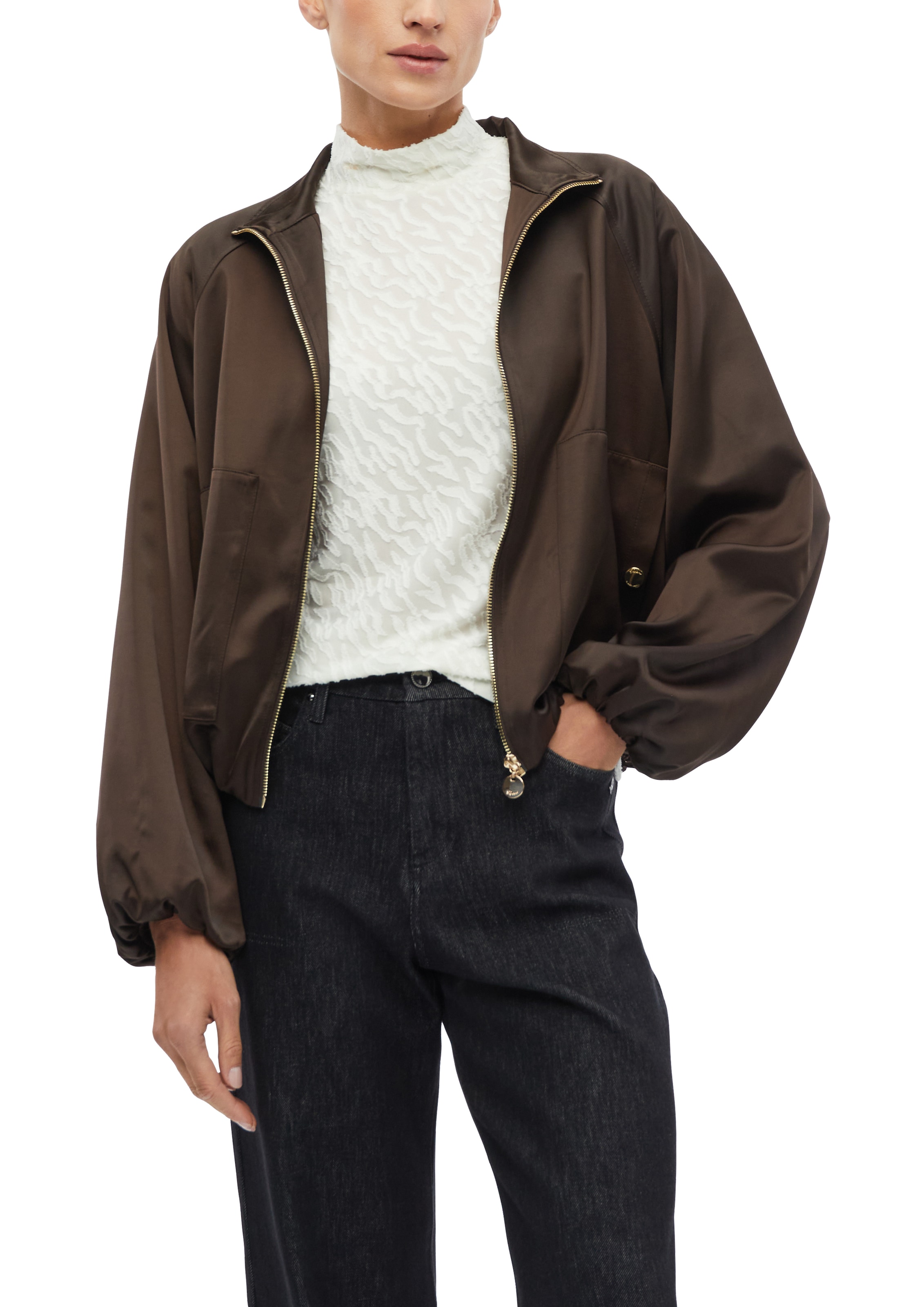 Image of s.Oliver BLACK LABEL Langarmshirt mit Struktur-Muster und Stehkragen