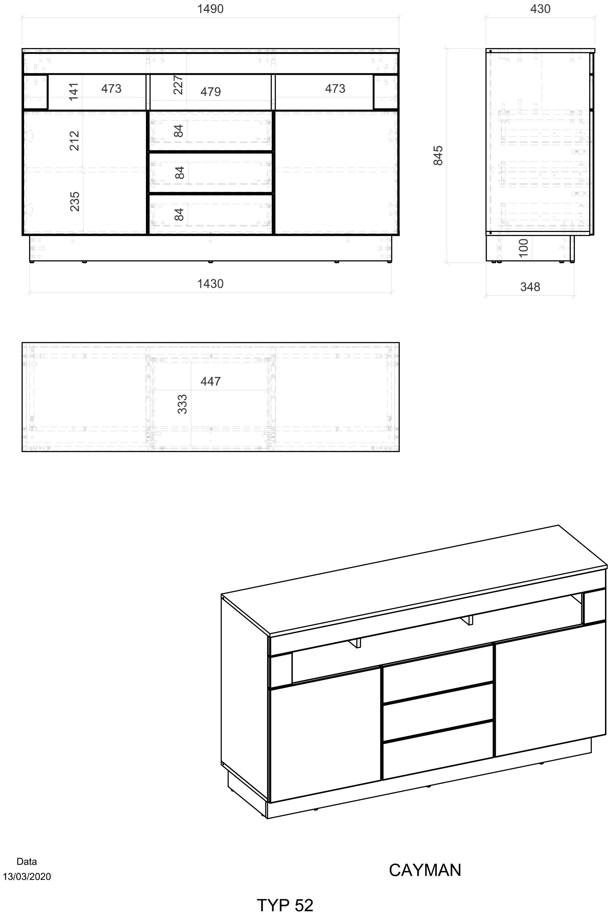 Places of Style Sideboard »Cayman«, Breite ca. 150 cm Trouver sur | Mehrzweckschränke