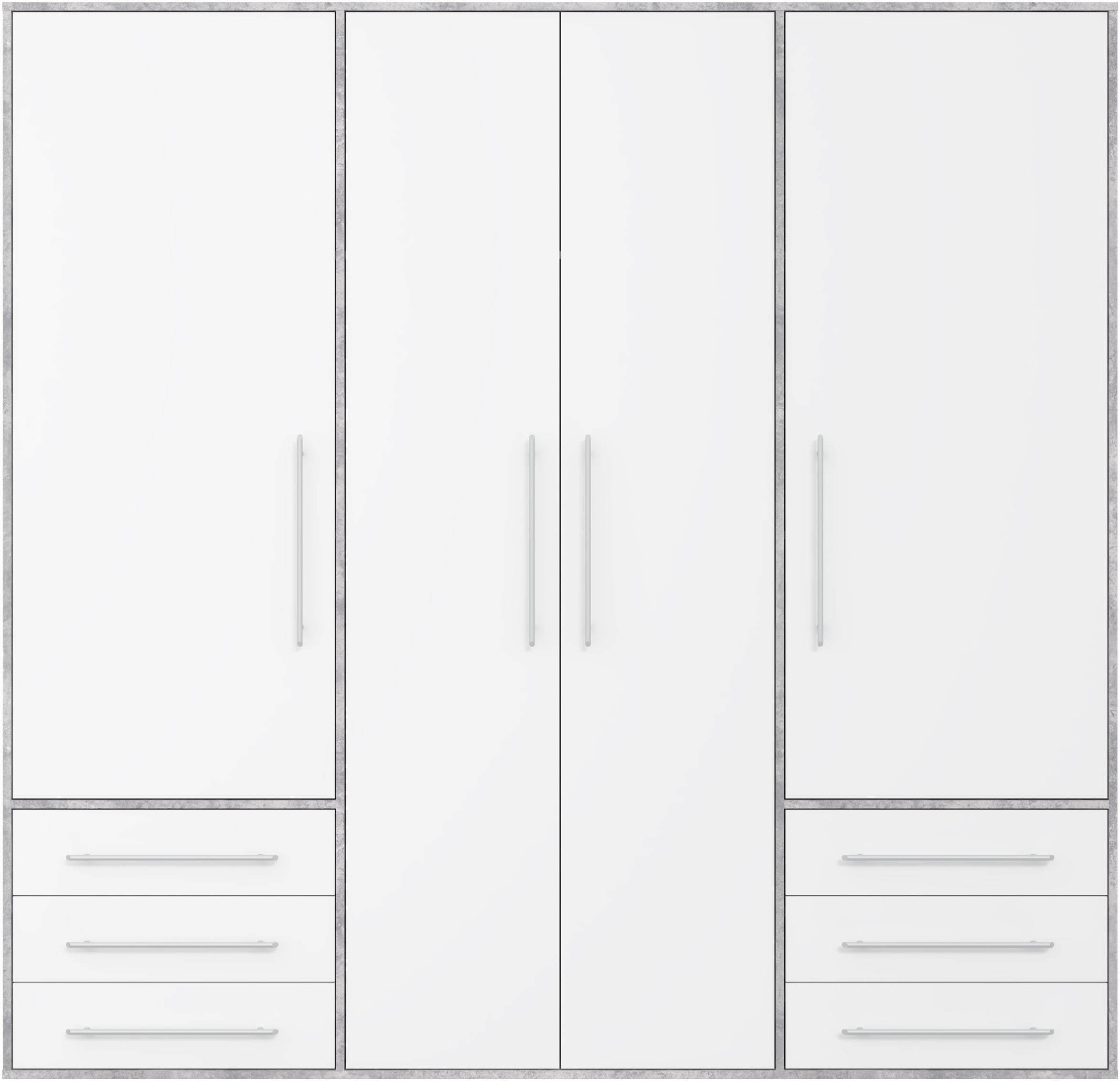 FORTE Drehtürenschrank »Mokkaro, Kleiderschrank,zeitloses Design, 4 türig« viel Stauraum, Schubladen, Stangengriffe, Made in Europe