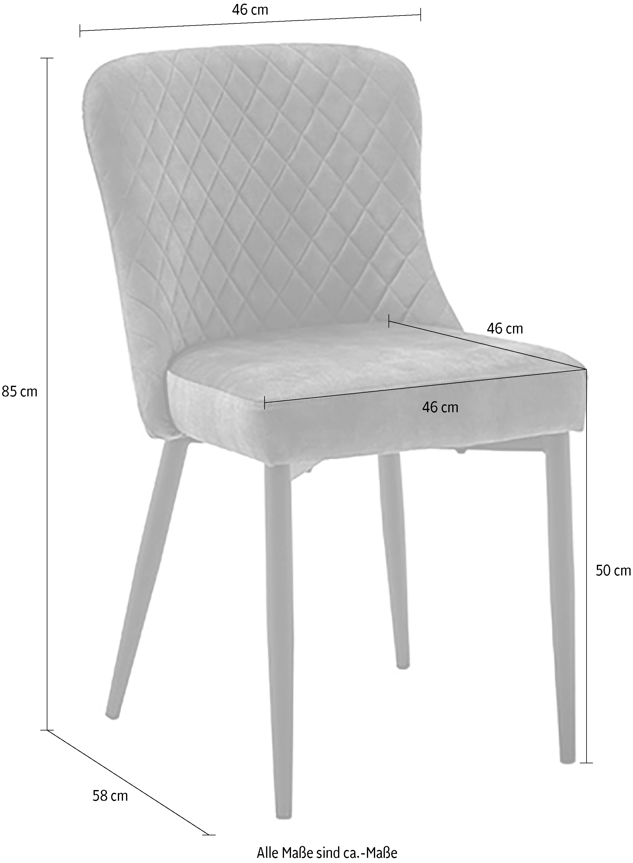 MCA furniture 4-Fussstuhl »ABOSHI Esszimmerstuhl (4er Set)«, (Set), 4 St., Veloursstoff, Taschenfederkern, Metall schwarz,Vintage-Veloursoptik,belastbar 120 kg