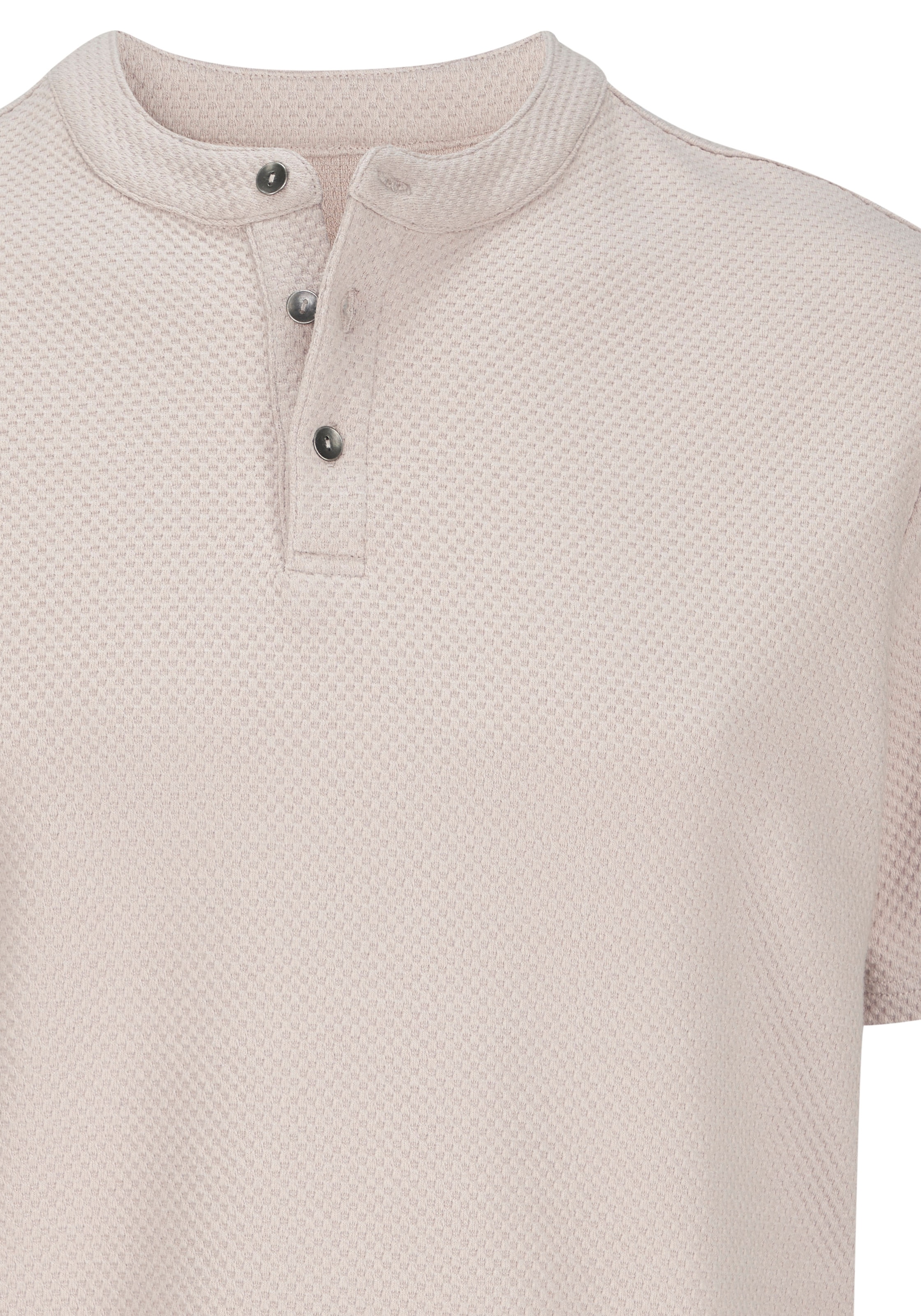 John Devin T-shirt »Kurzarm-Poloshirt aus Struktur-Qualität« mit modischem Stehkragen und Knopfleiste