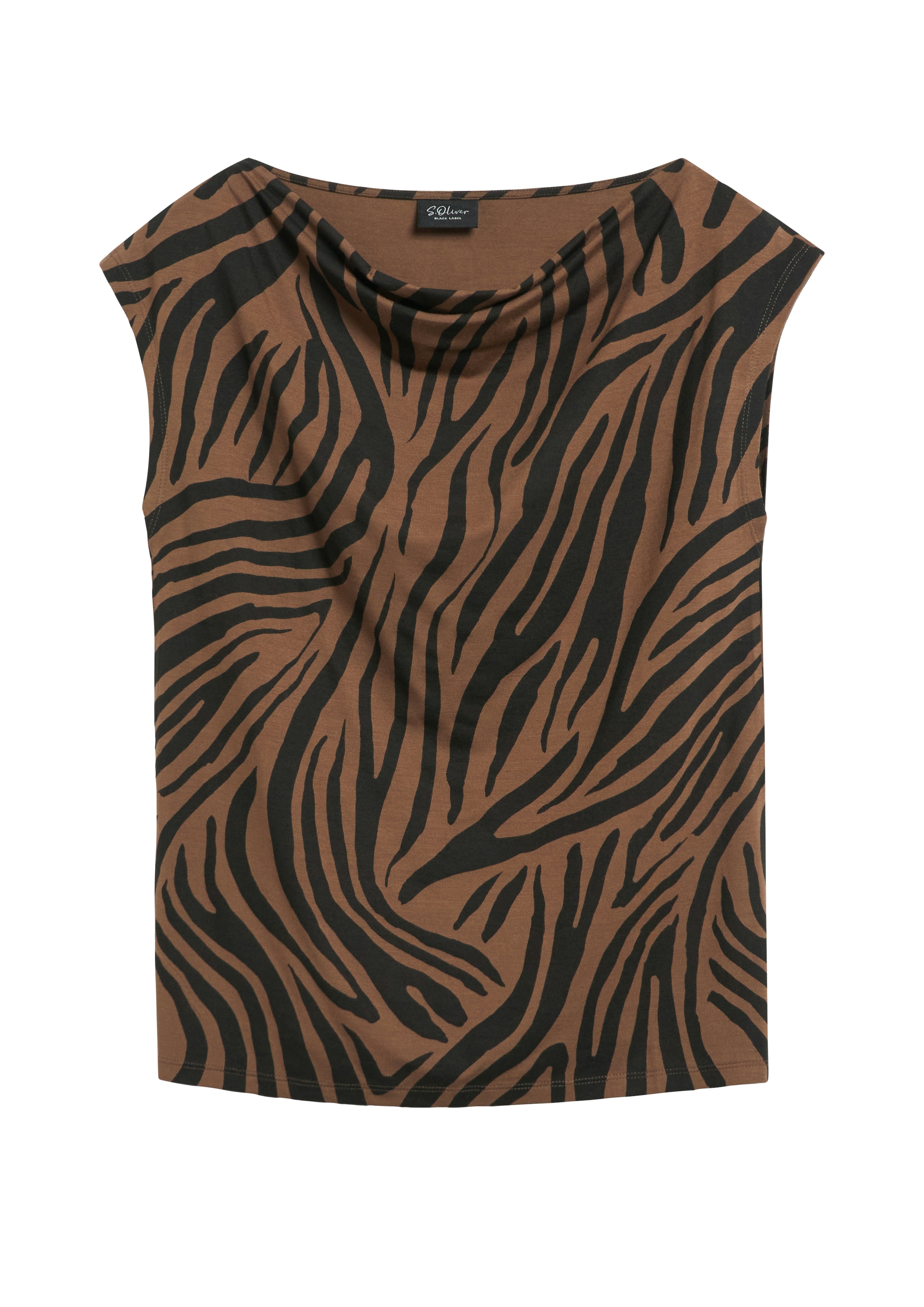 s.Oliver BLACK LABEL Kurzarmshirt Sommerbluse mit Animal-Print / aus Viskose