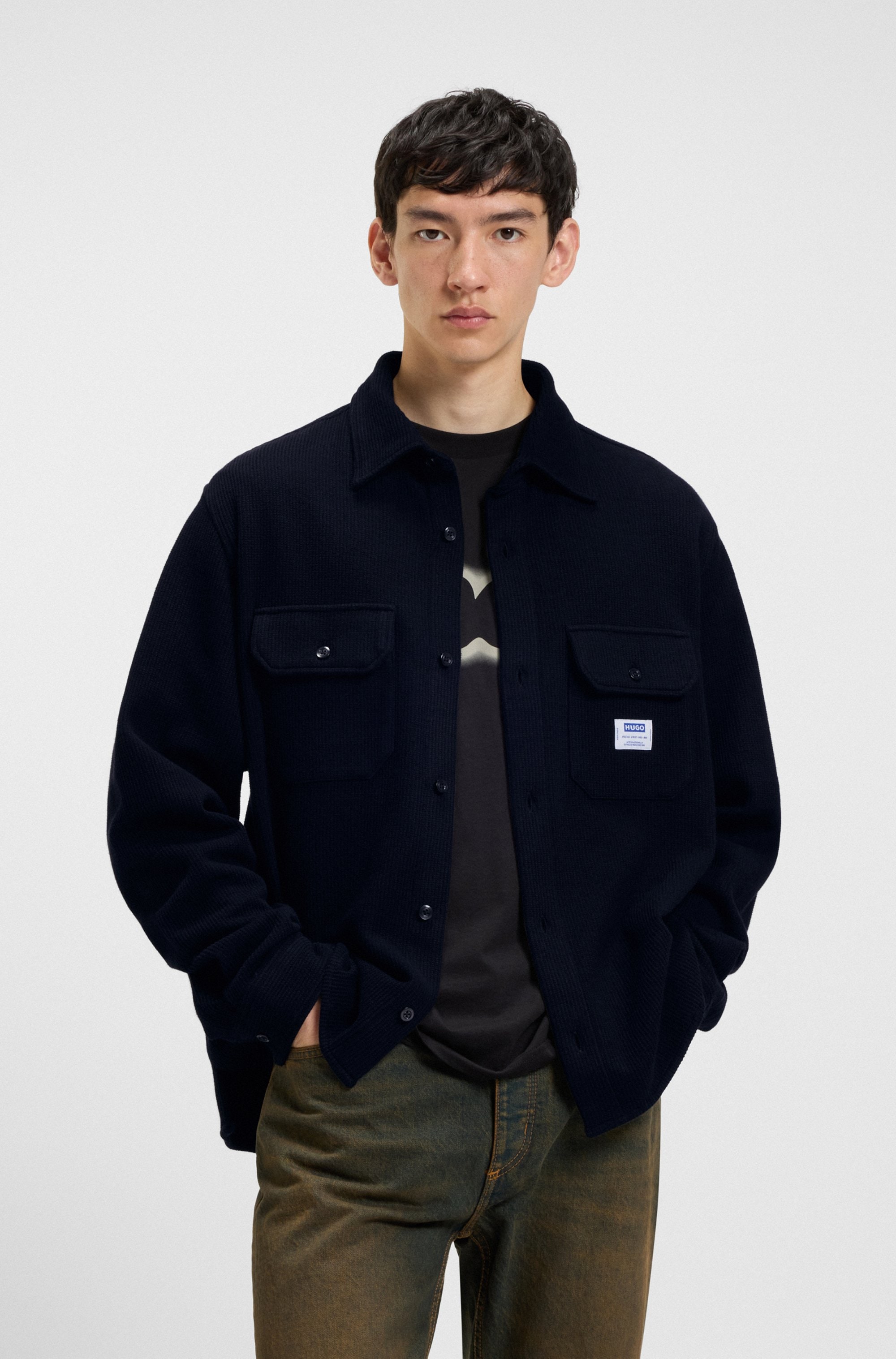 Image of HUGO Langarmhemd "Ekynone" Oversize Fit