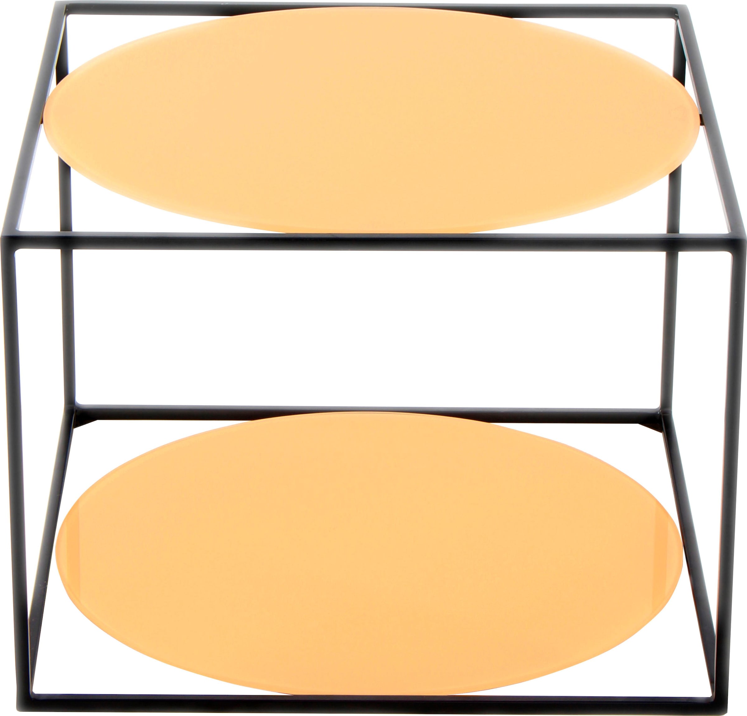 Kayoom Beistelltisch »Cody, Beistelltisch in Würfelform, offenes, modernes Design«, (1 St.), moderne Kubusform mit runden Ablageflächen aus Glas