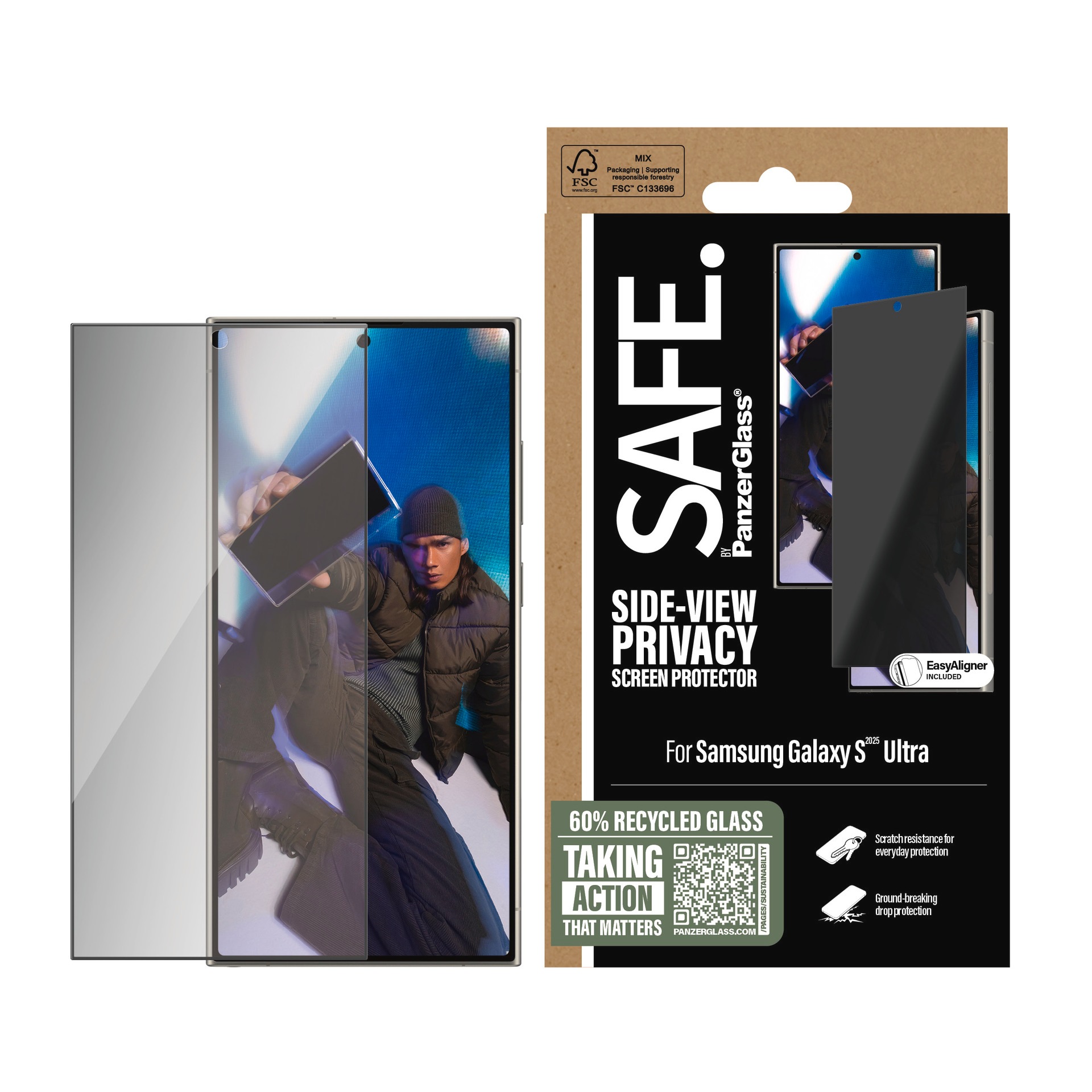 Image of SAFE by PanzerGlass Displayschutzglas "Side-View Privacy Screen Protection" für Samsung Galaxy S25 Ultra Blickschutz, Schutzfolie, Bildschirmschutz, kratz- & stossfest