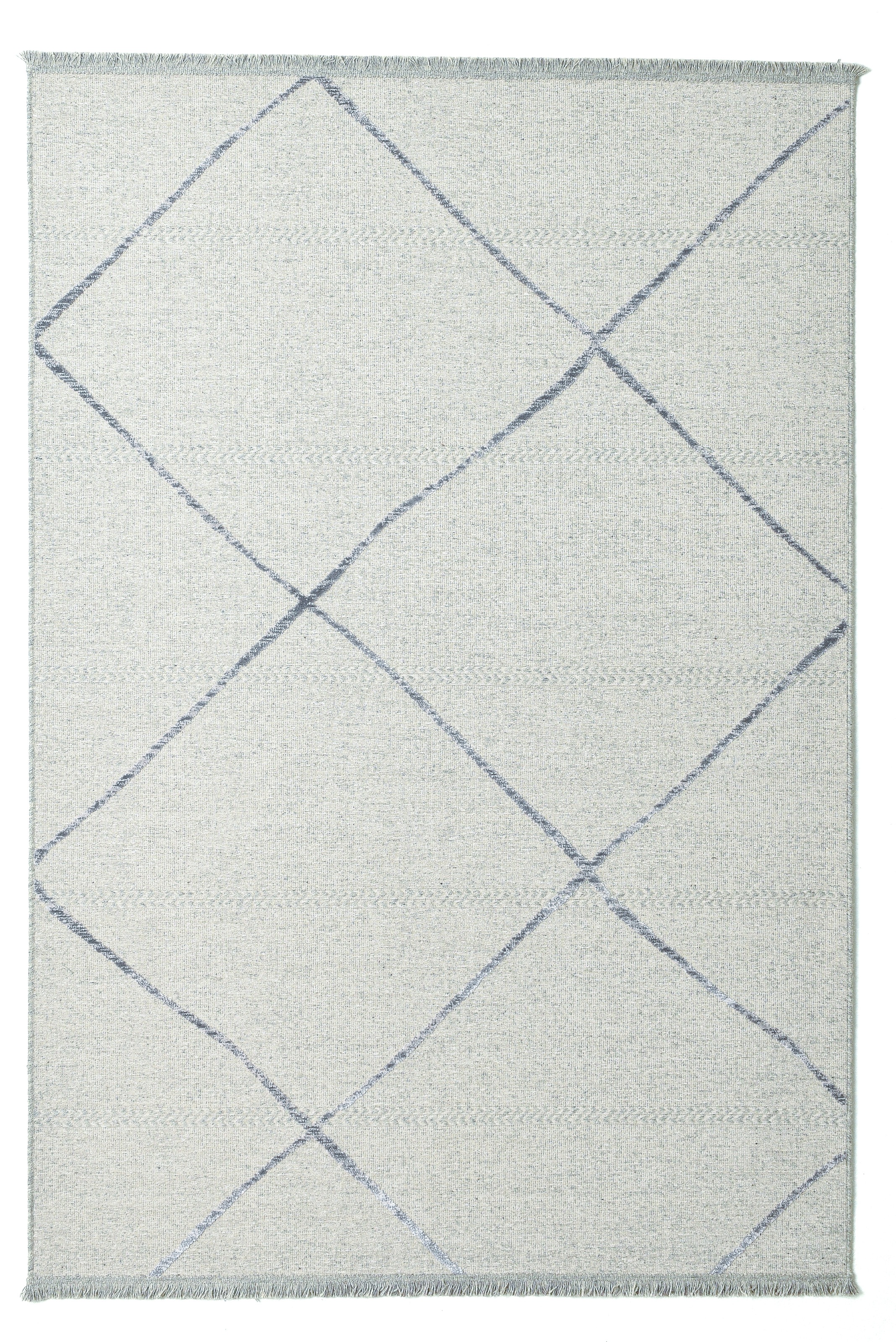 Sansibar Teppich »Braderup« rechteckig 2 mm Höhe Flachgewebe, modernes Scandi Design, Motiv Rauten, mit Fransen