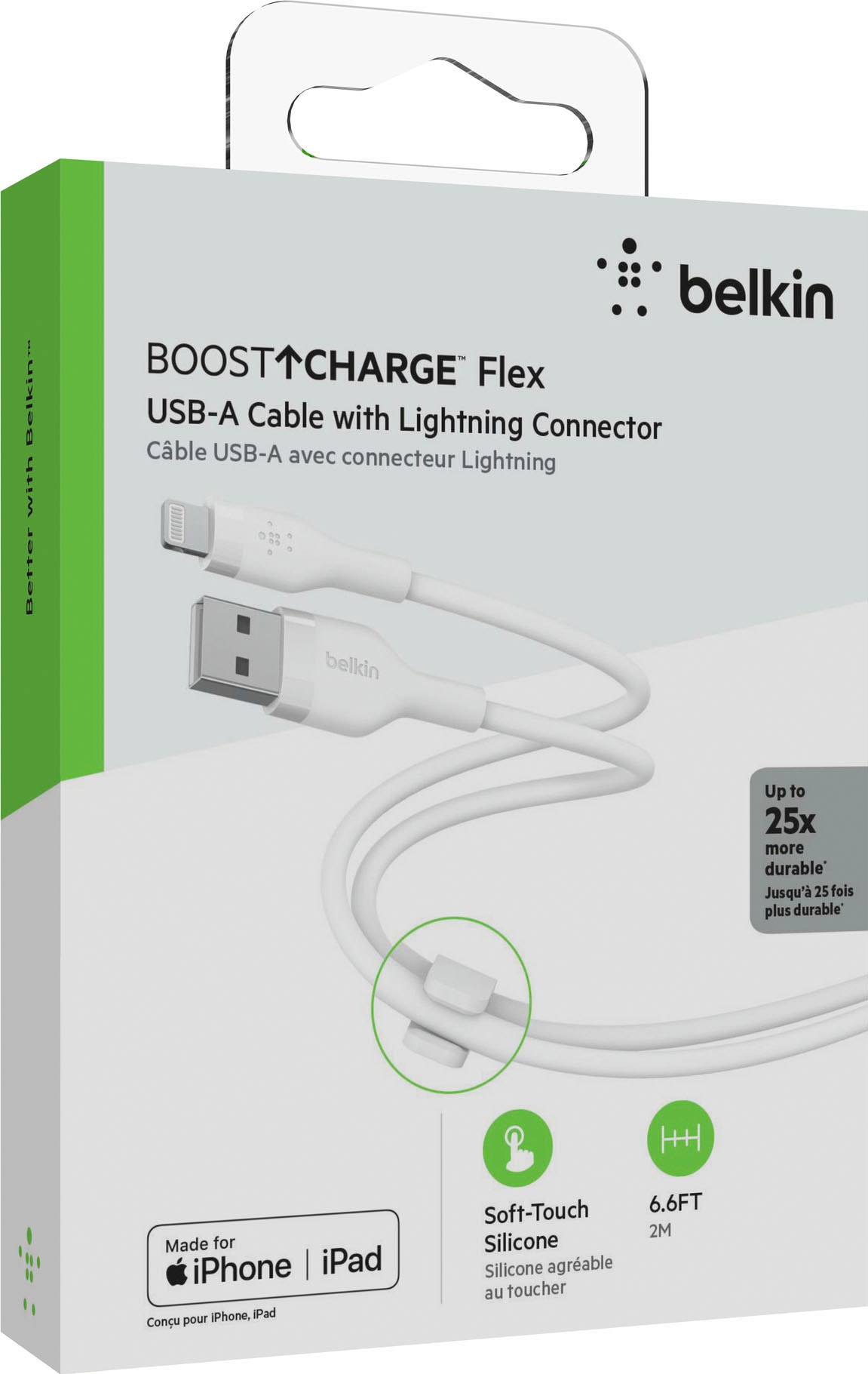 Belkin Smartphone-Kabel »BOOST CHARGE Flex USB-A-Kabel mit Lightning Connector« Lightning | USB Typ A 200 cm